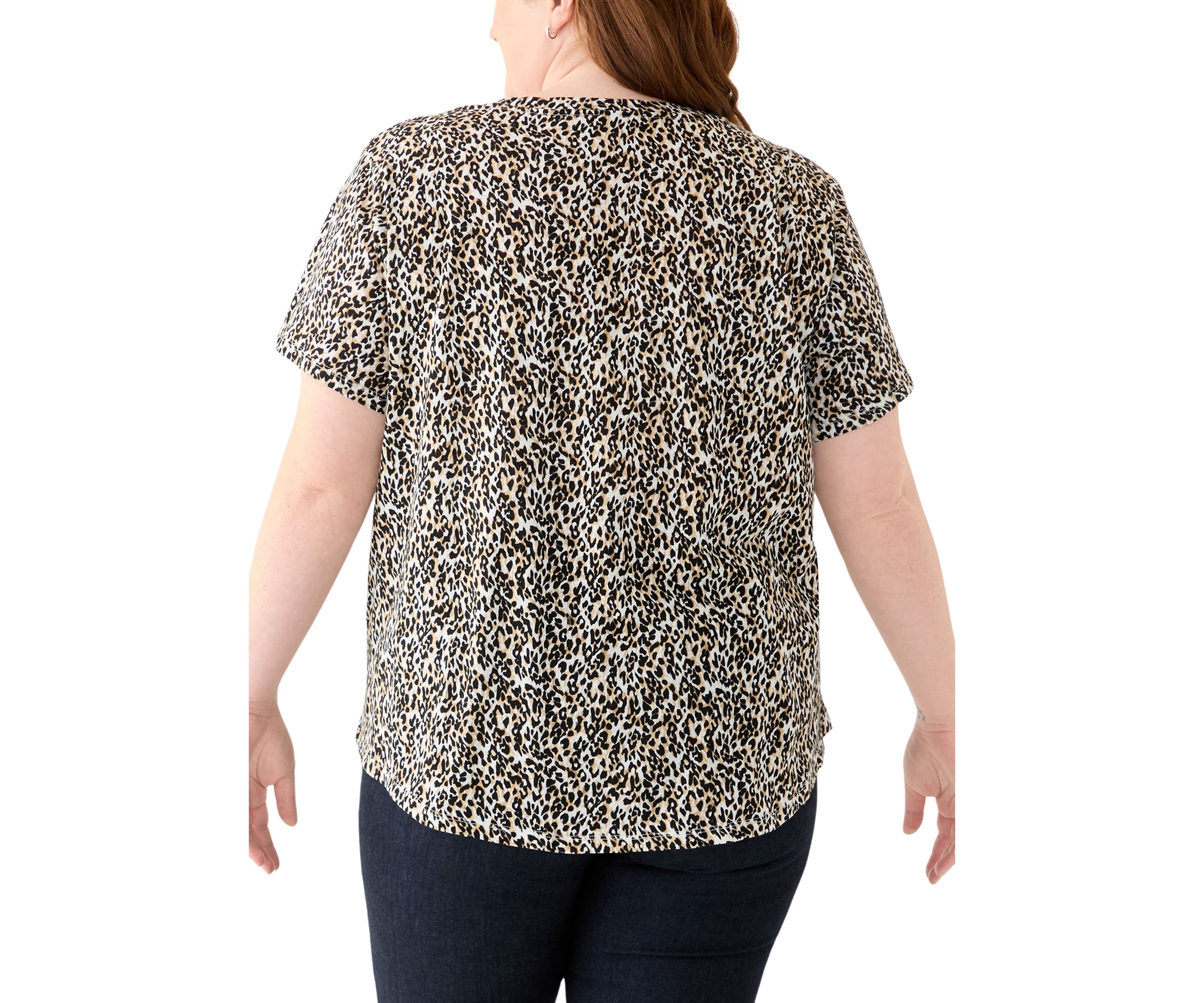 Plus Size Short Sleeve Slub Crew Neck T-Shirt
