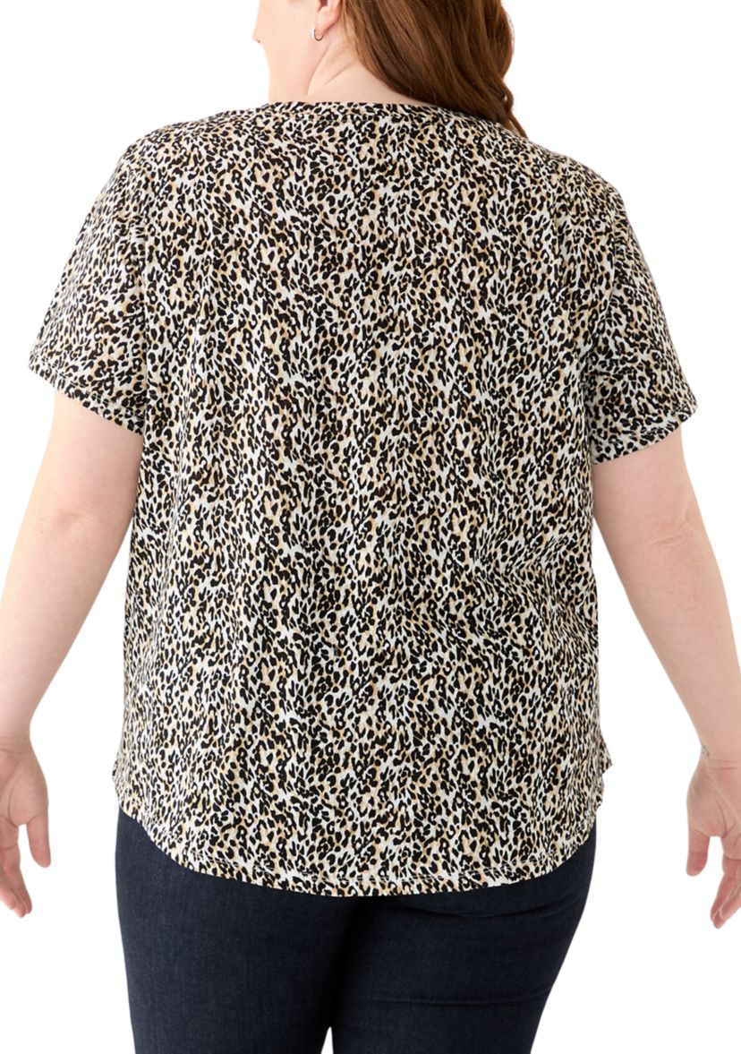 Plus Size Short Sleeve Slub Crew Neck T-Shirt