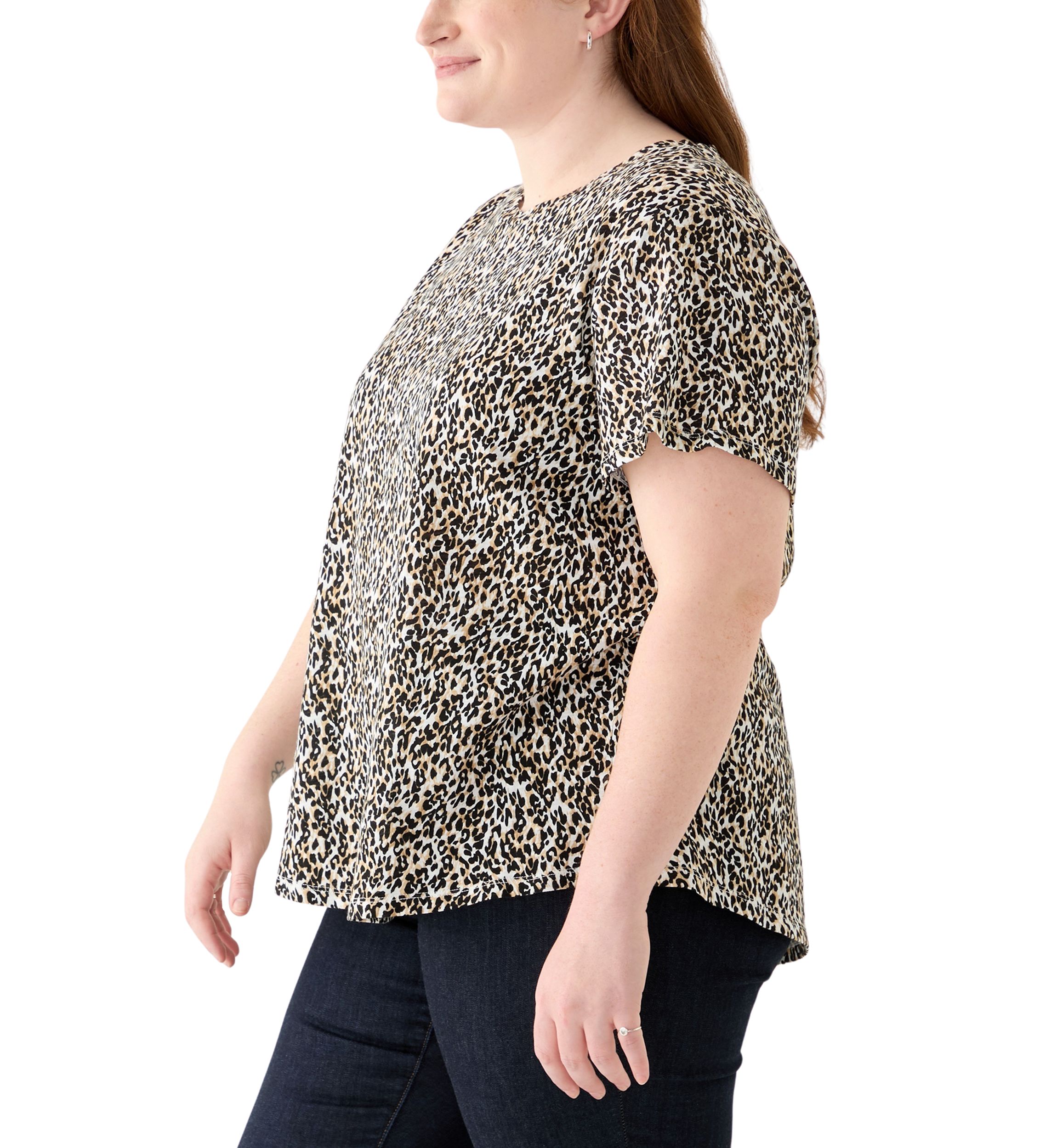 Plus Size Short Sleeve Slub Crew Neck T-Shirt