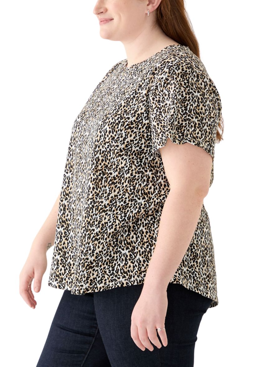 Plus Size Short Sleeve Slub Crew Neck T-Shirt