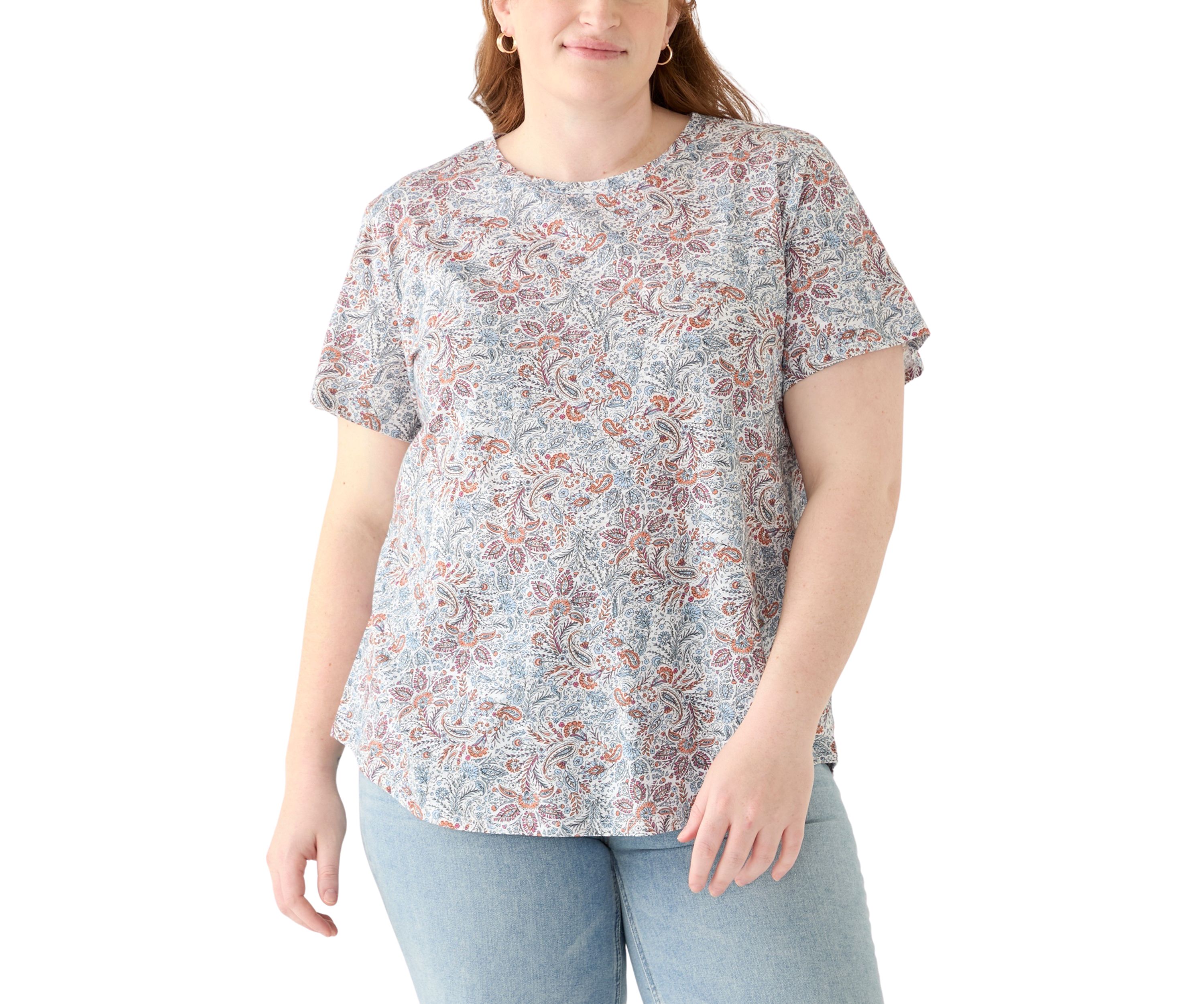 Plus Size Short Sleeve Slub Crew Neck T-Shirt