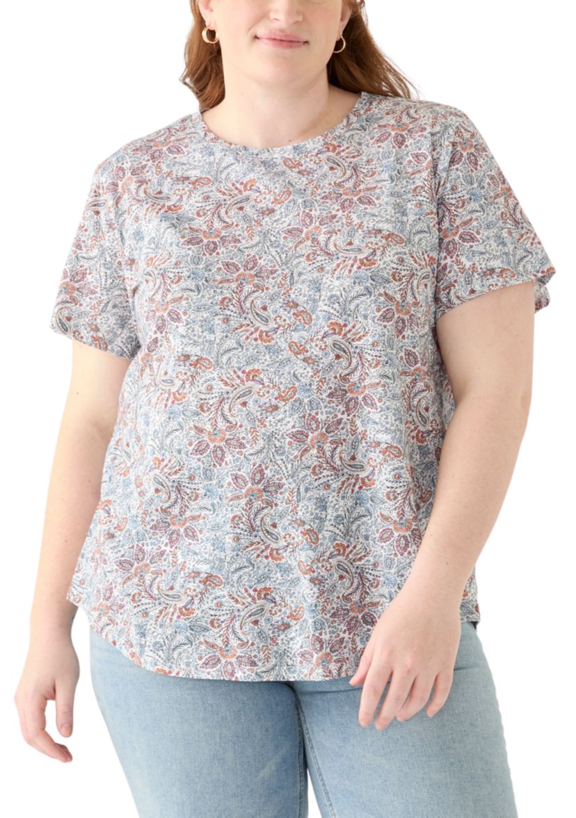 Plus Size Short Sleeve Slub Crew Neck T-Shirt