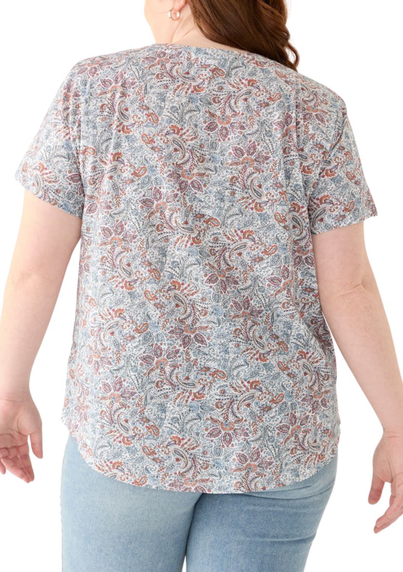 Plus Size Short Sleeve Slub Crew Neck T-Shirt
