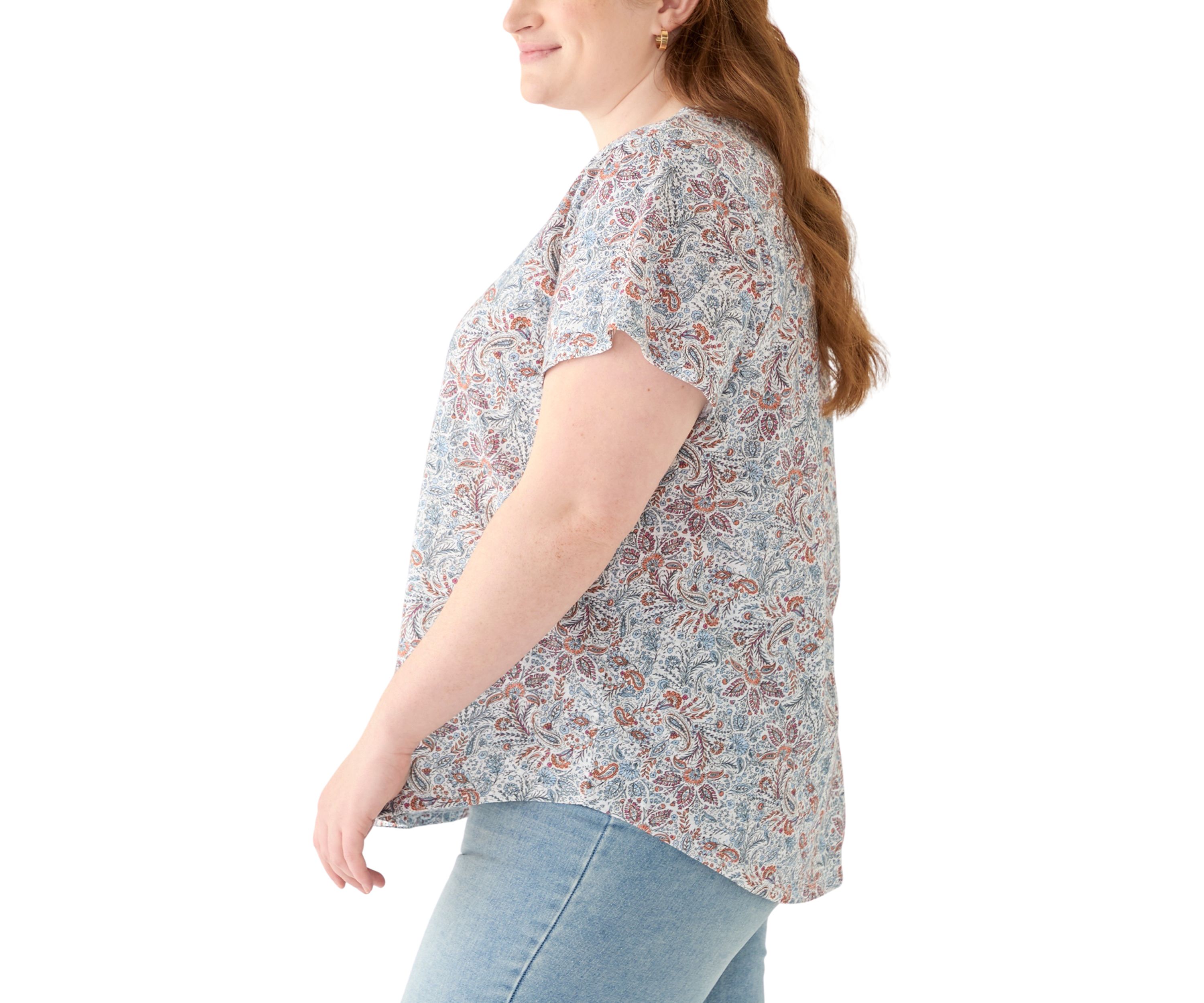 Plus Size Short Sleeve Slub Crew Neck T-Shirt