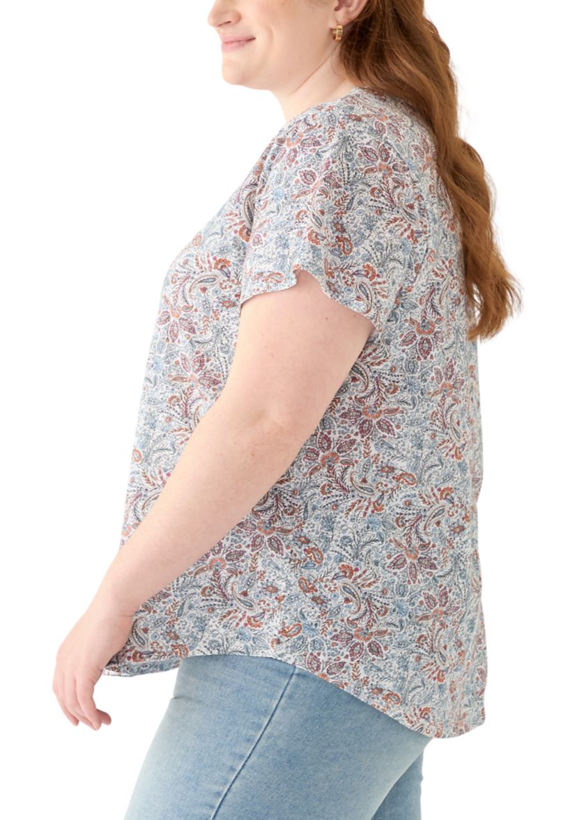 Plus Size Short Sleeve Slub Crew Neck T-Shirt