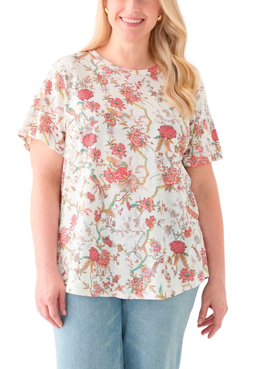 Plus Size Short Sleeve Slub T-Shirt