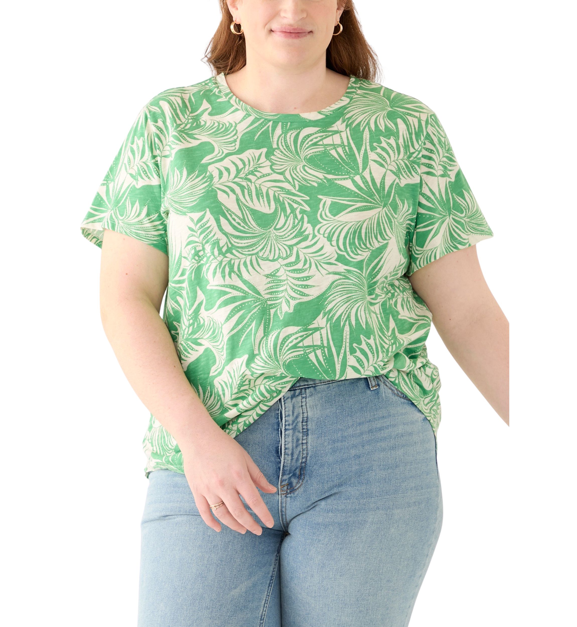 Plus Size Short Sleeve Slub Crew Neck T-Shirt