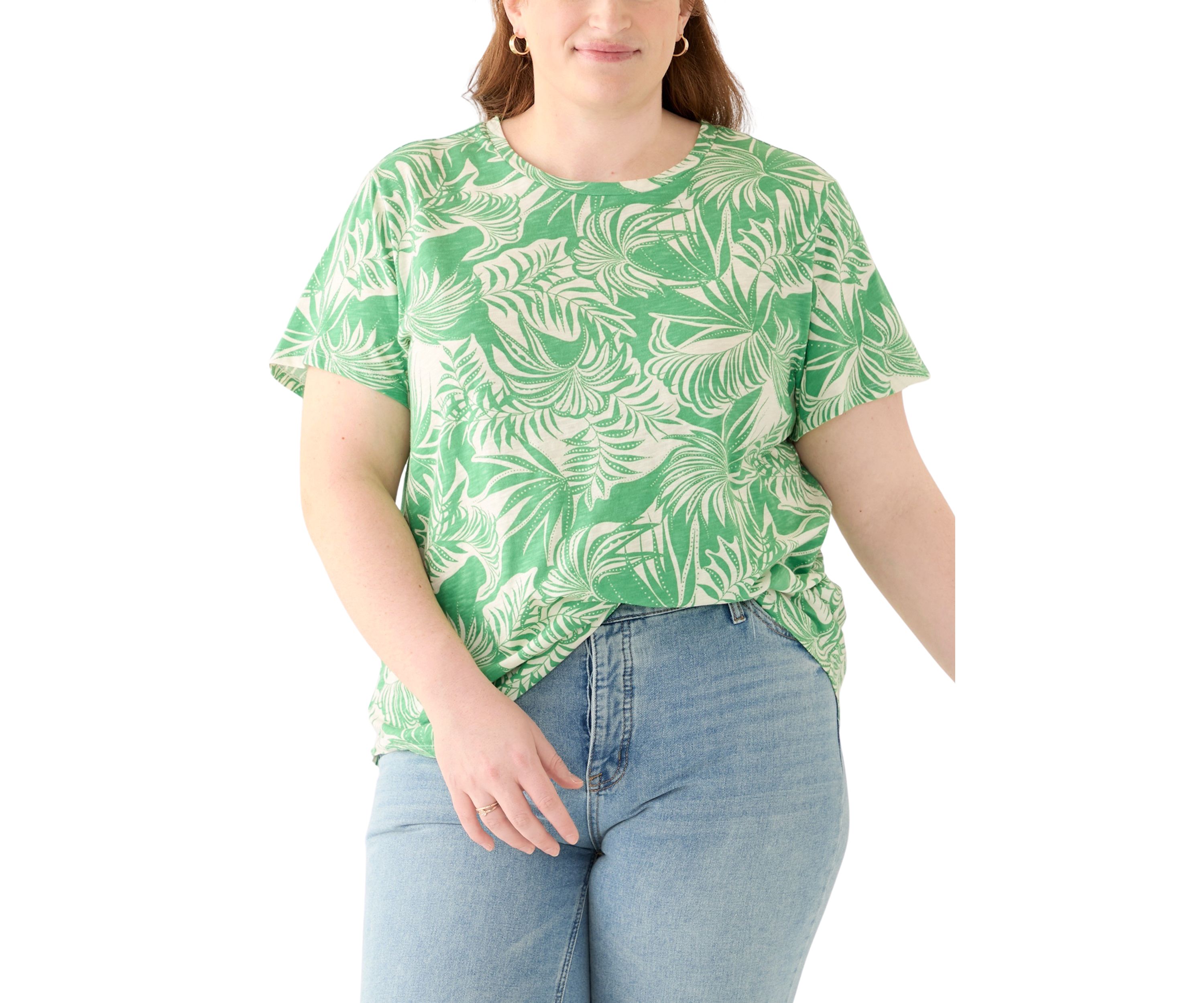Plus Size Short Sleeve Slub Crew Neck T-Shirt