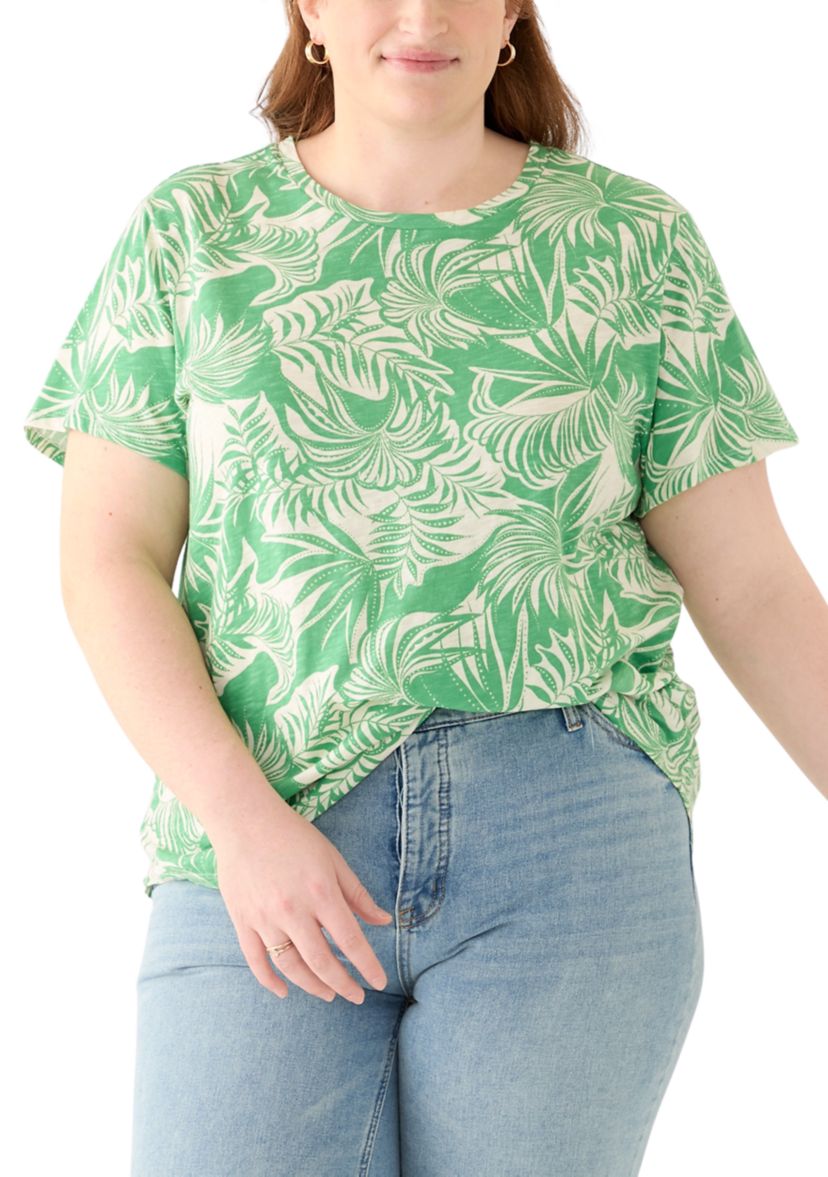 Plus Size Short Sleeve Slub Crew Neck T-Shirt