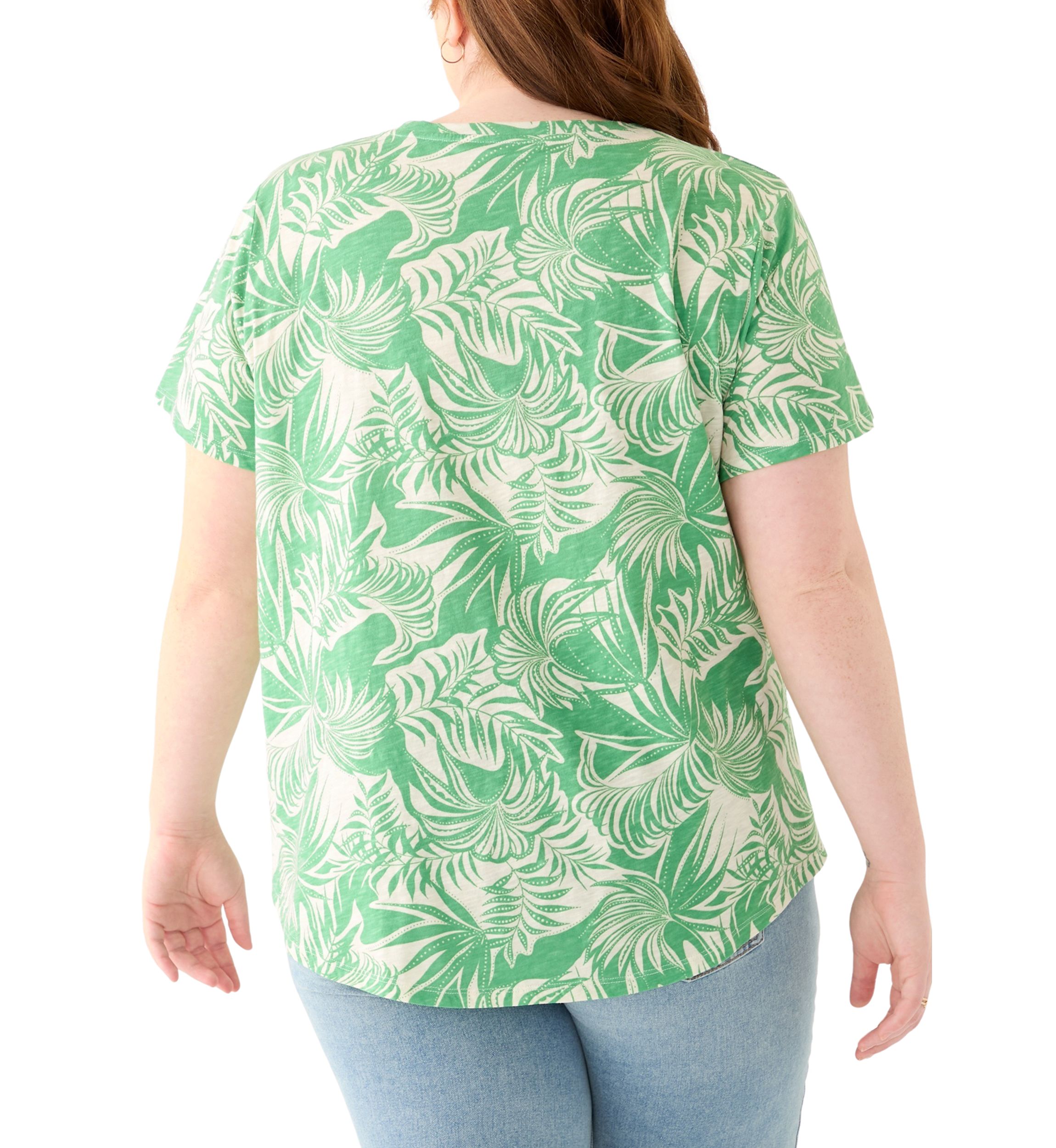 Plus Size Short Sleeve Slub Crew Neck T-Shirt