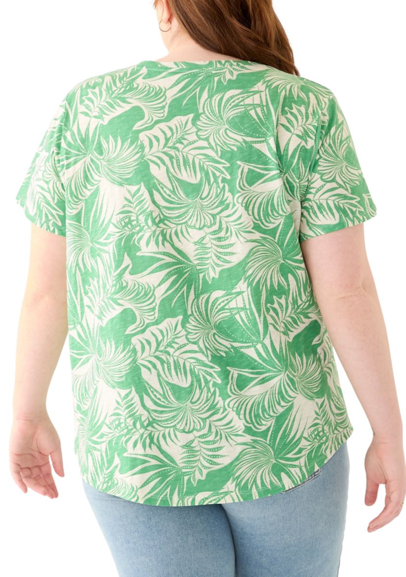 Plus Size Short Sleeve Slub Crew Neck T-Shirt