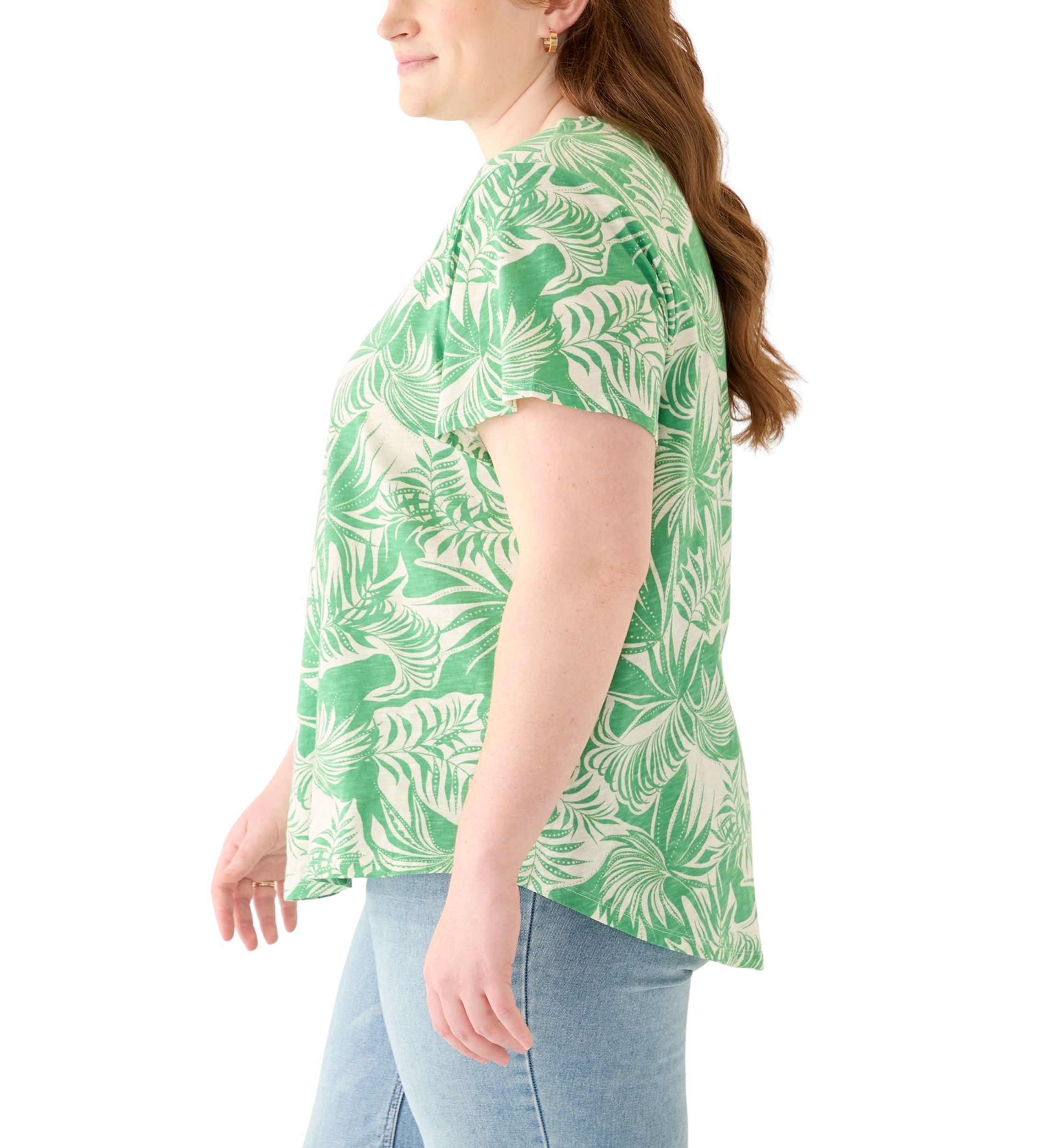 Plus Size Short Sleeve Slub Crew Neck T-Shirt