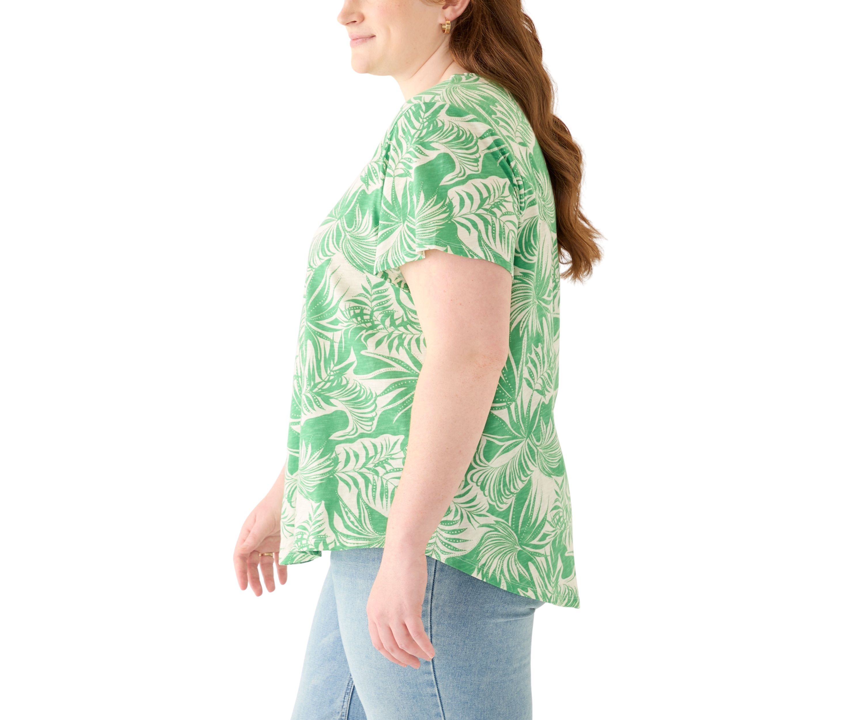 Plus Size Short Sleeve Slub Crew Neck T-Shirt