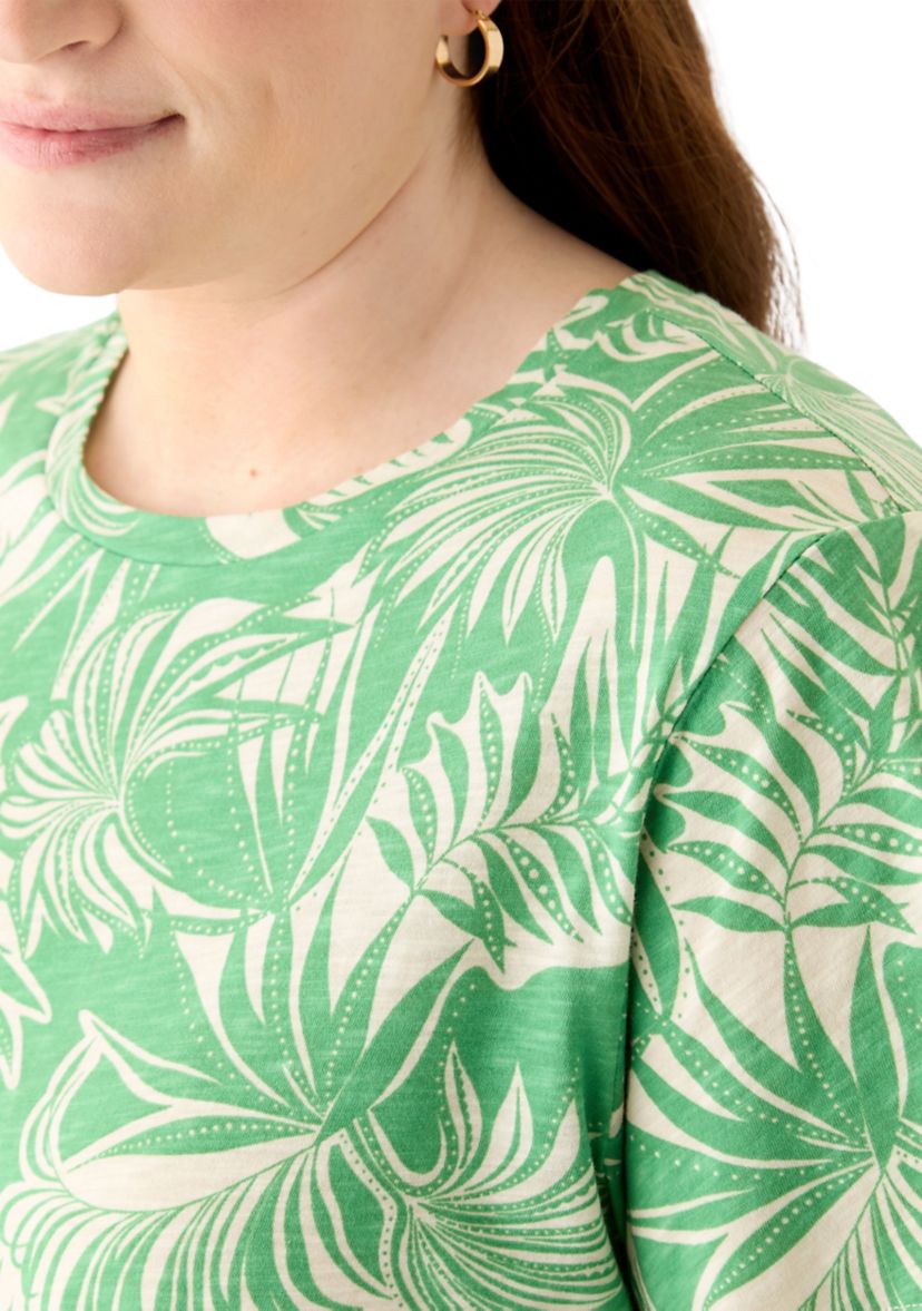 Plus Size Short Sleeve Slub Crew Neck T-Shirt