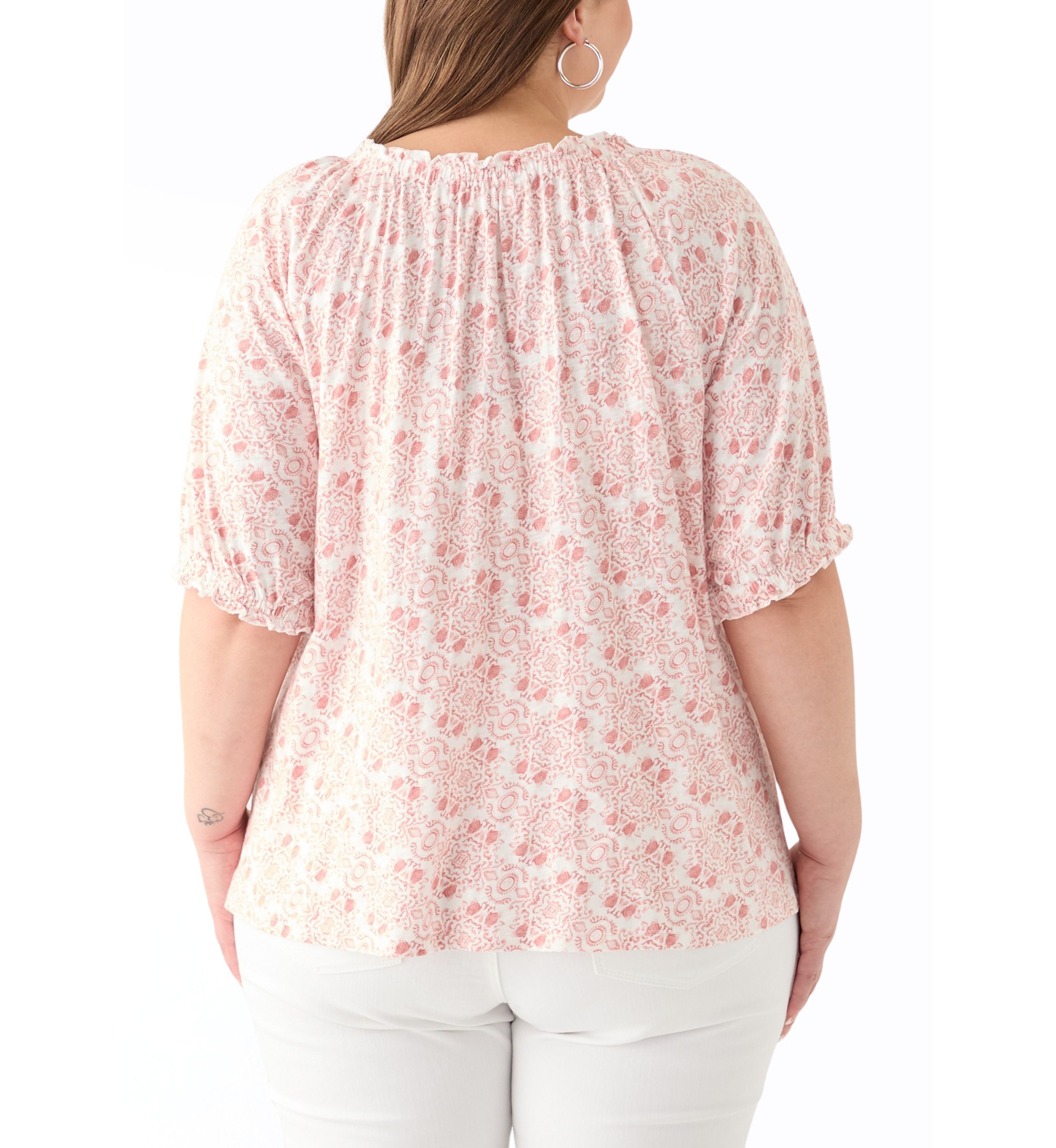 Plus Size Short Sleeve Knit Peasant Top