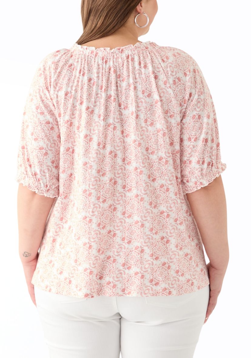 Plus Size Short Sleeve Knit Peasant Top