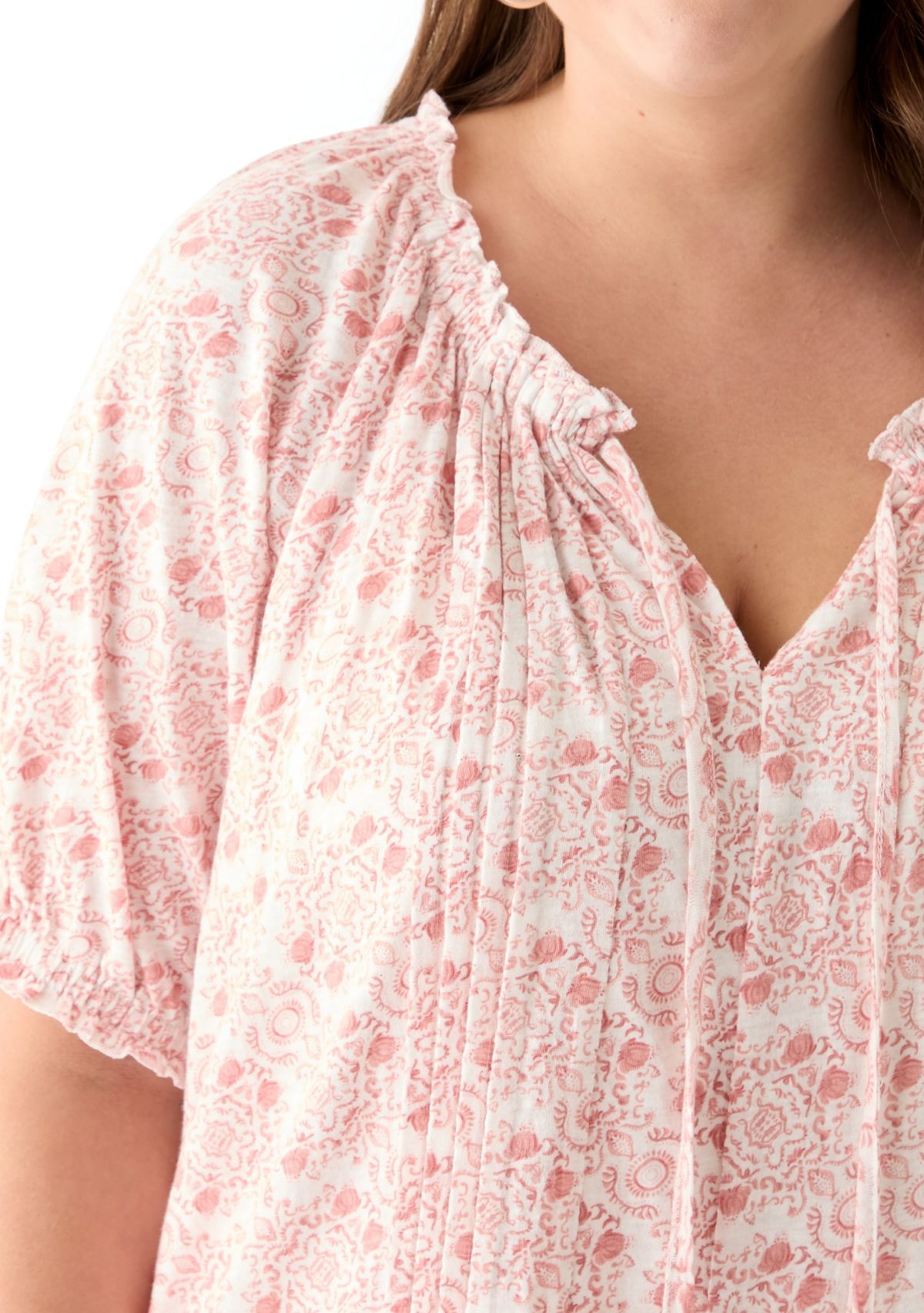 Plus Size Short Sleeve Knit Peasant Top