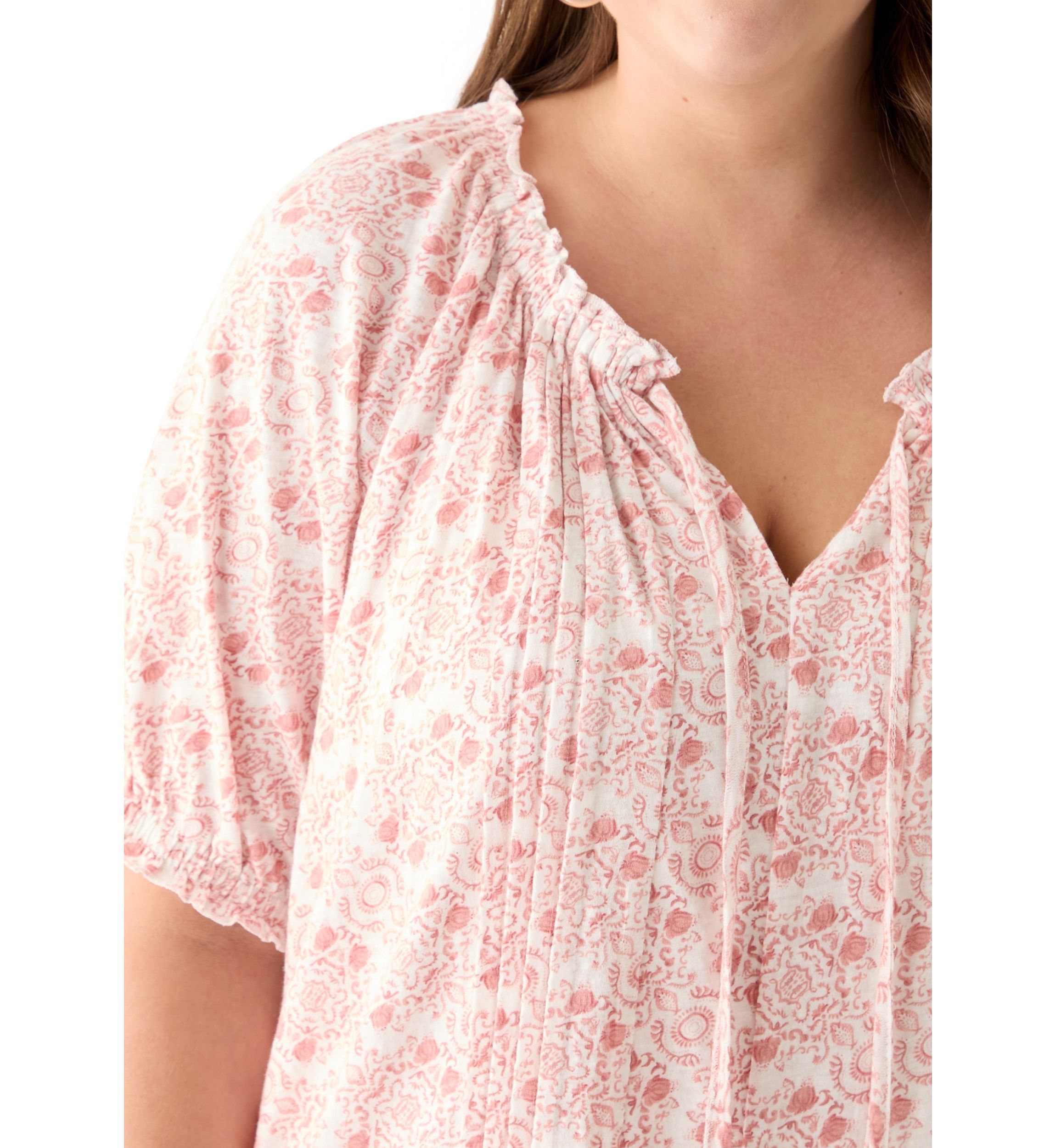 Plus Size Short Sleeve Knit Peasant Top