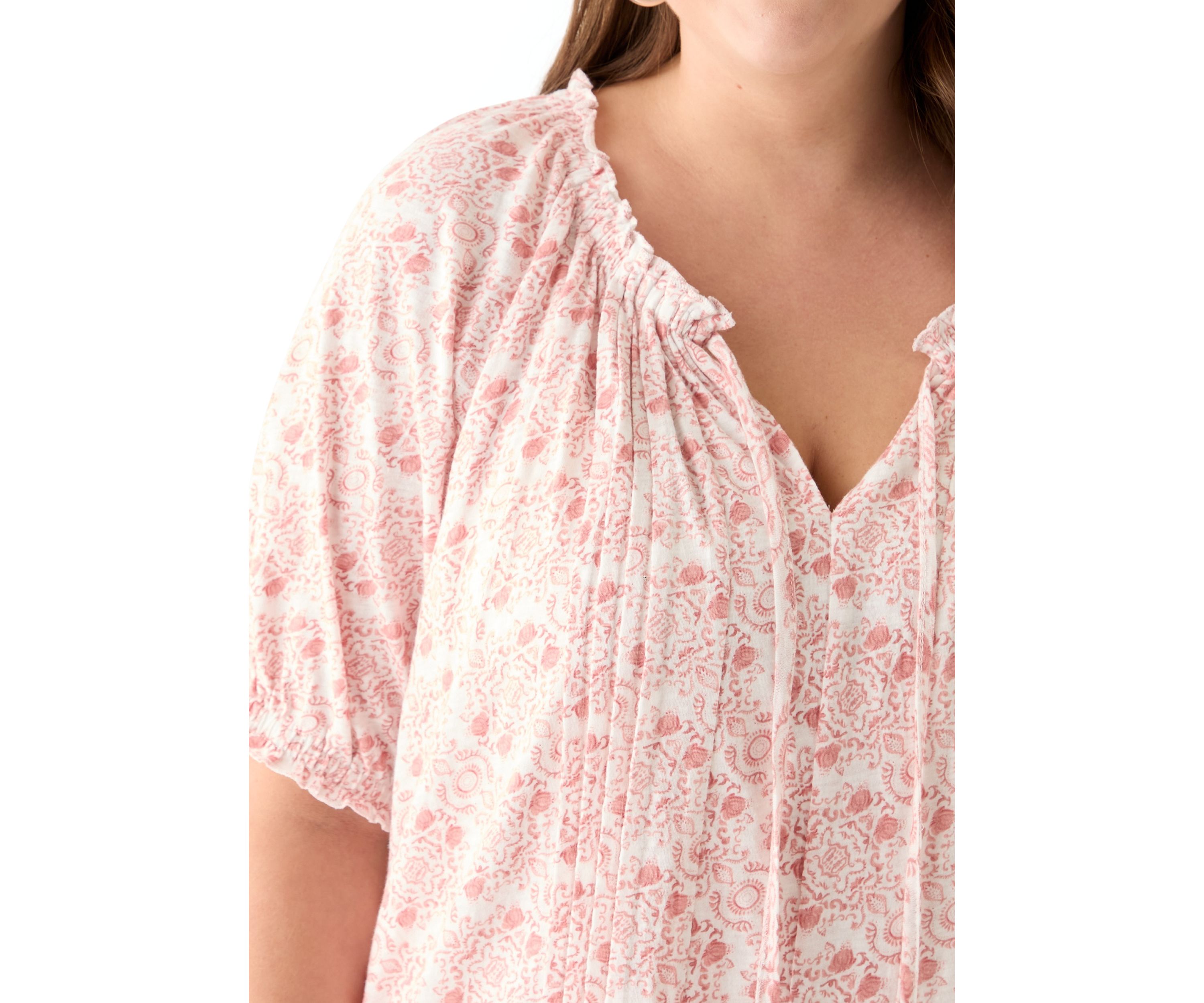 Plus Size Short Sleeve Knit Peasant Top