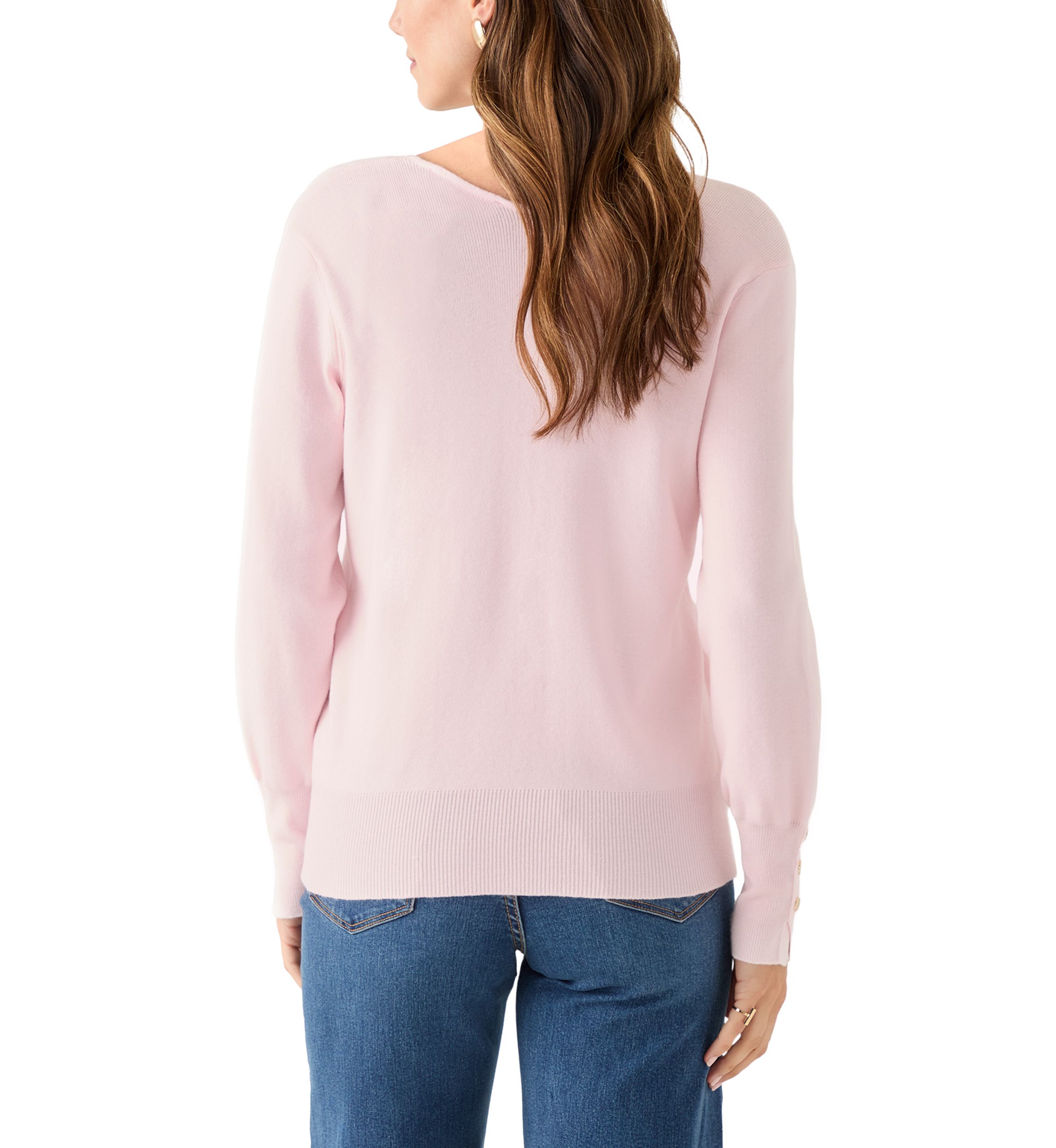Womens Button Cuff V-Neck Sweater