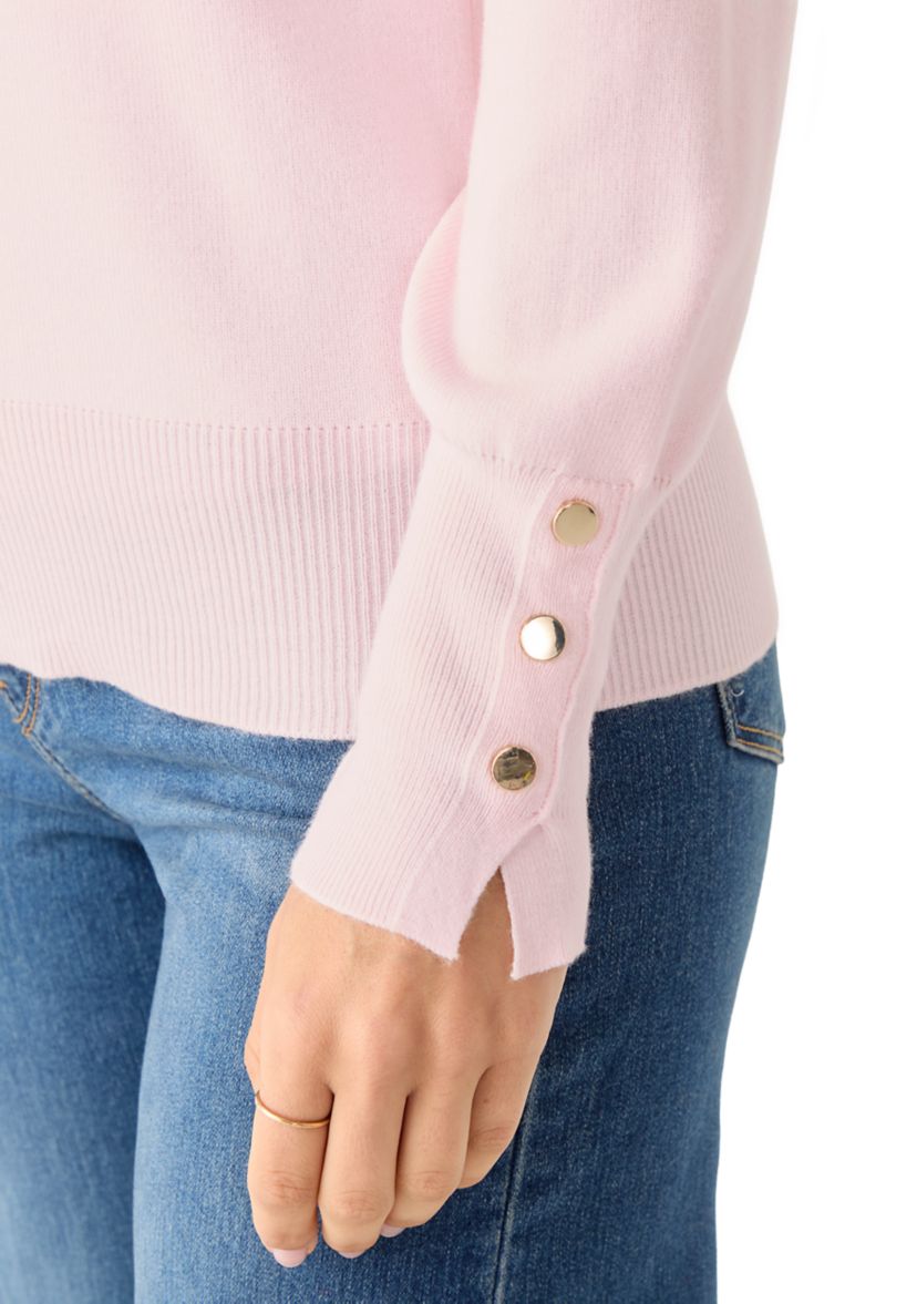 Womens Button Cuff V-Neck Sweater
