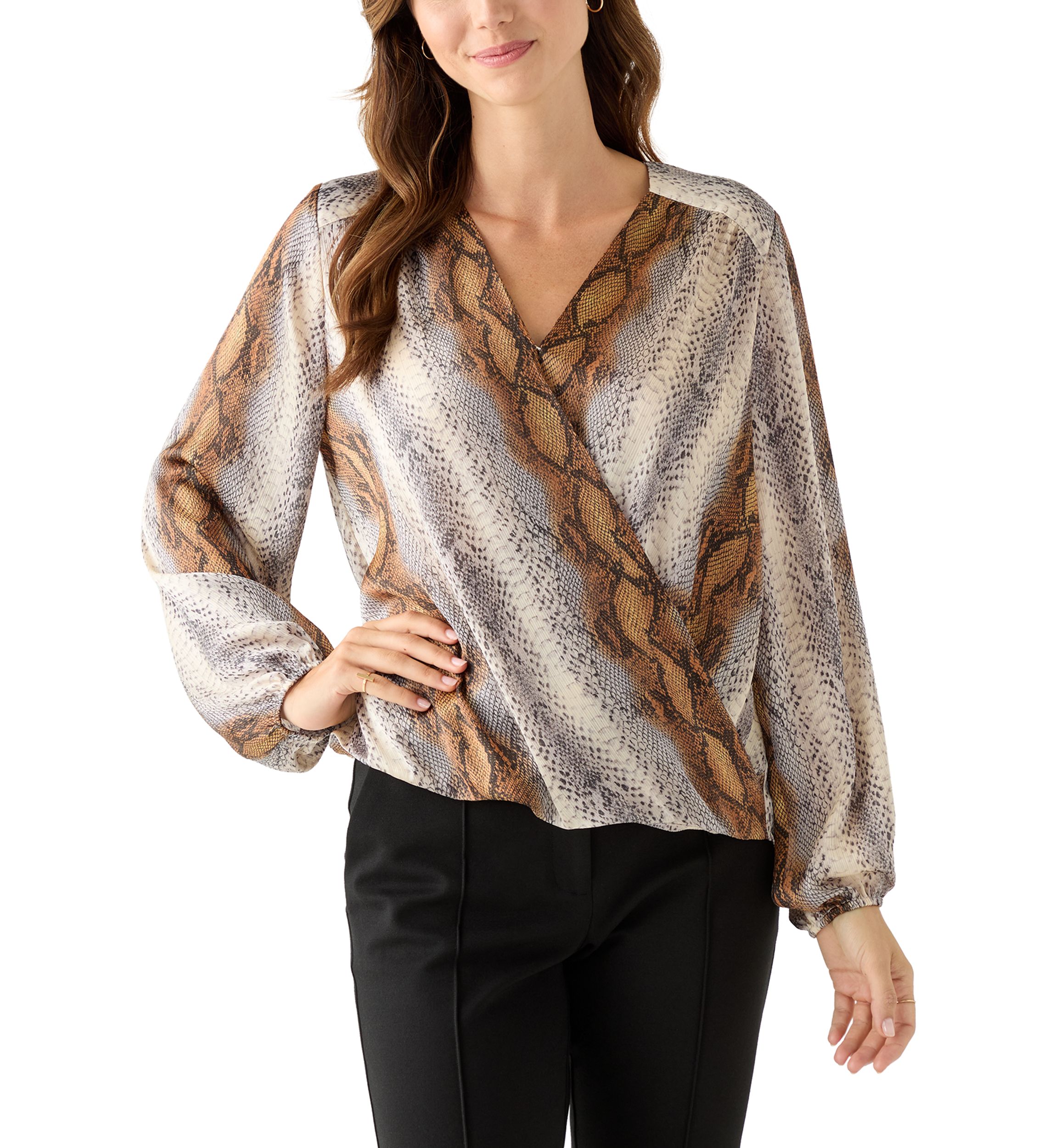 Womens Long Sleeve Snake Wrap Blouse