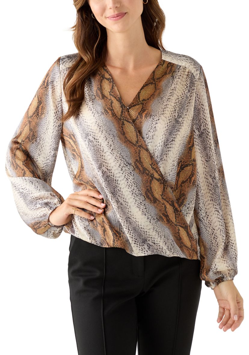 Womens Long Sleeve Snake Wrap Blouse