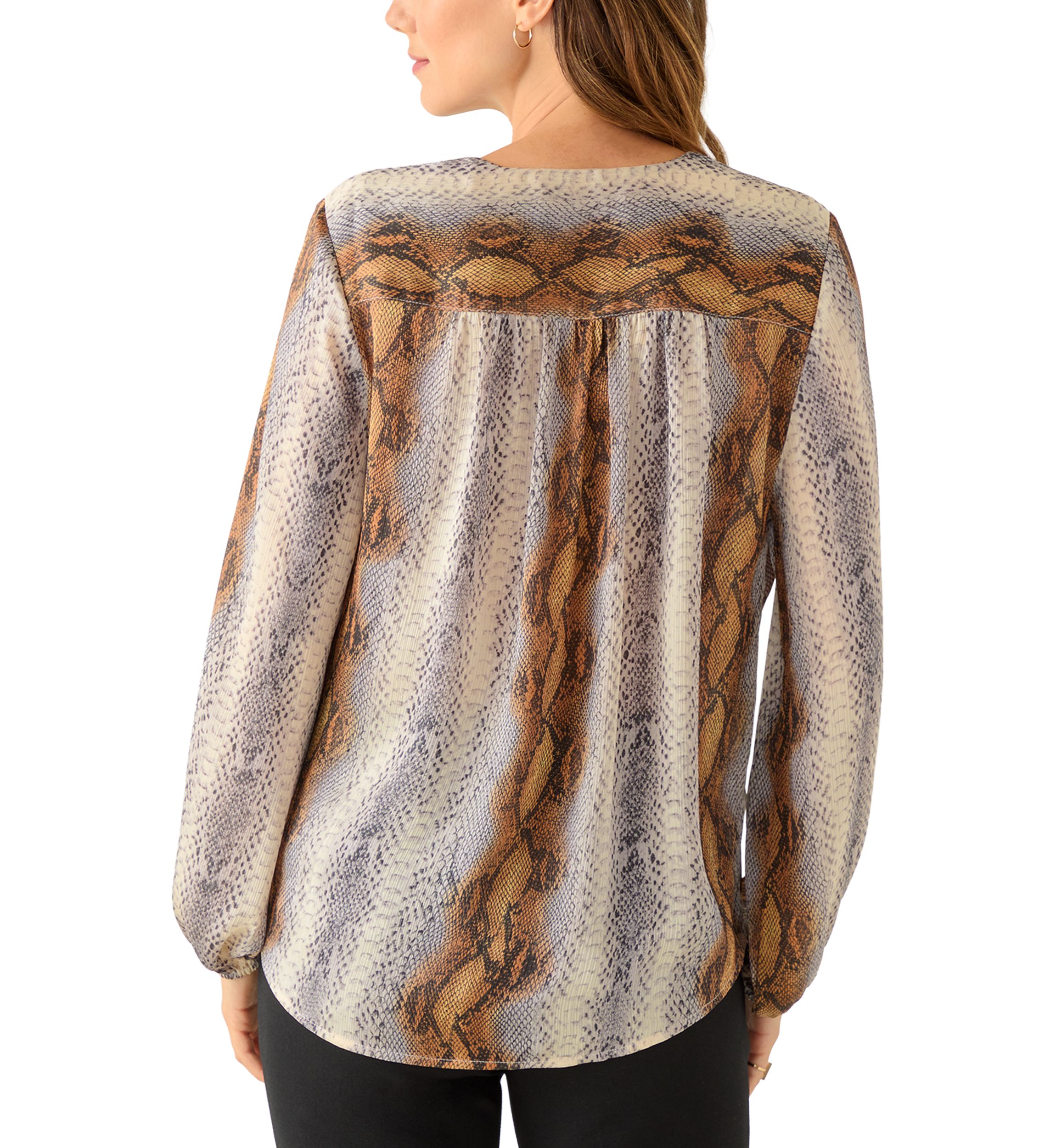 Womens Long Sleeve Snake Wrap Blouse