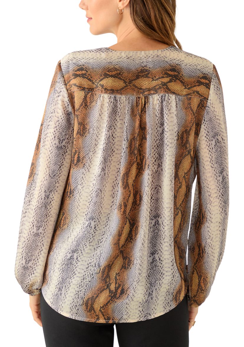 Womens Long Sleeve Snake Wrap Blouse