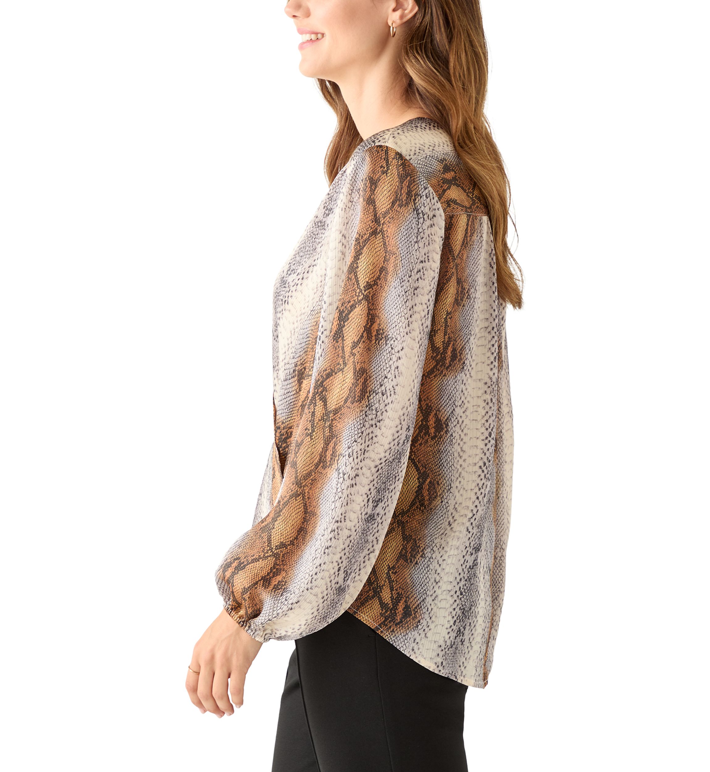 Womens Long Sleeve Snake Wrap Blouse