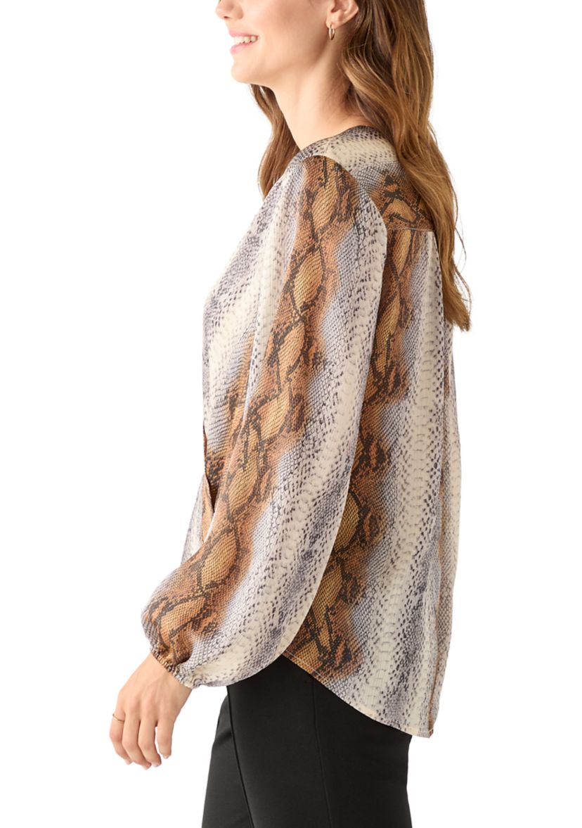 Womens Long Sleeve Snake Wrap Blouse