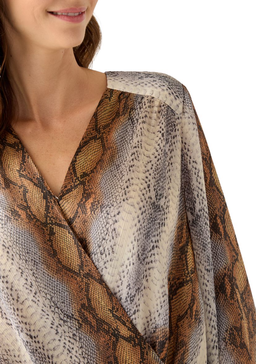 Womens Long Sleeve Snake Wrap Blouse