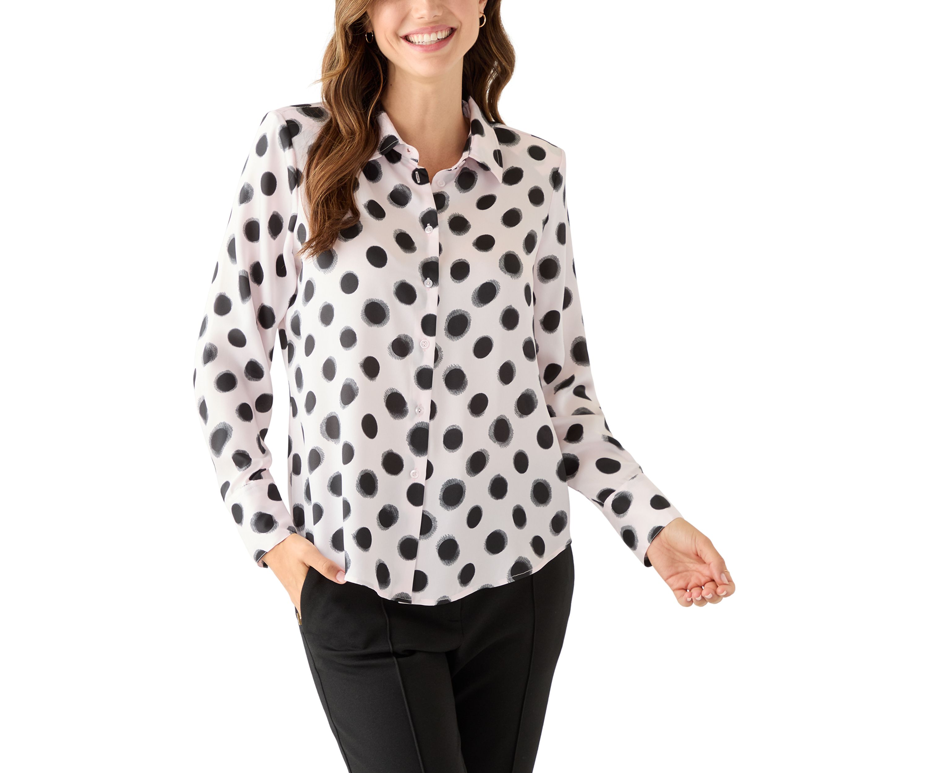 Womens Long Sleeve Polka Dot Shirt