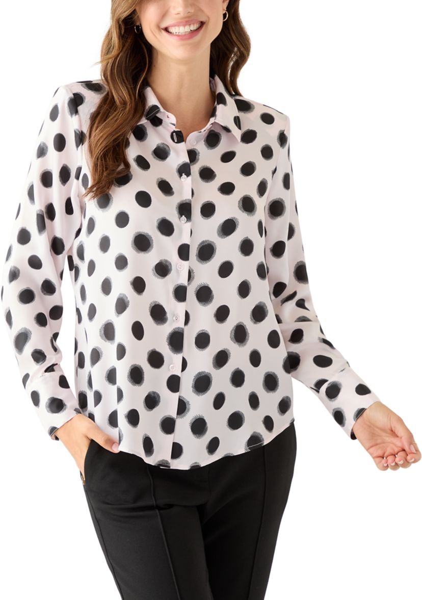 Womens Long Sleeve Polka Dot Shirt