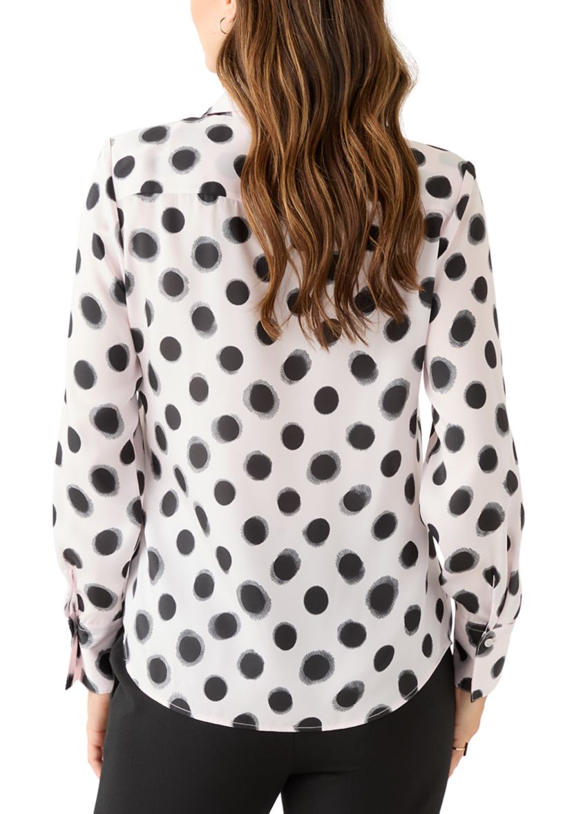 Womens Long Sleeve Polka Dot Shirt