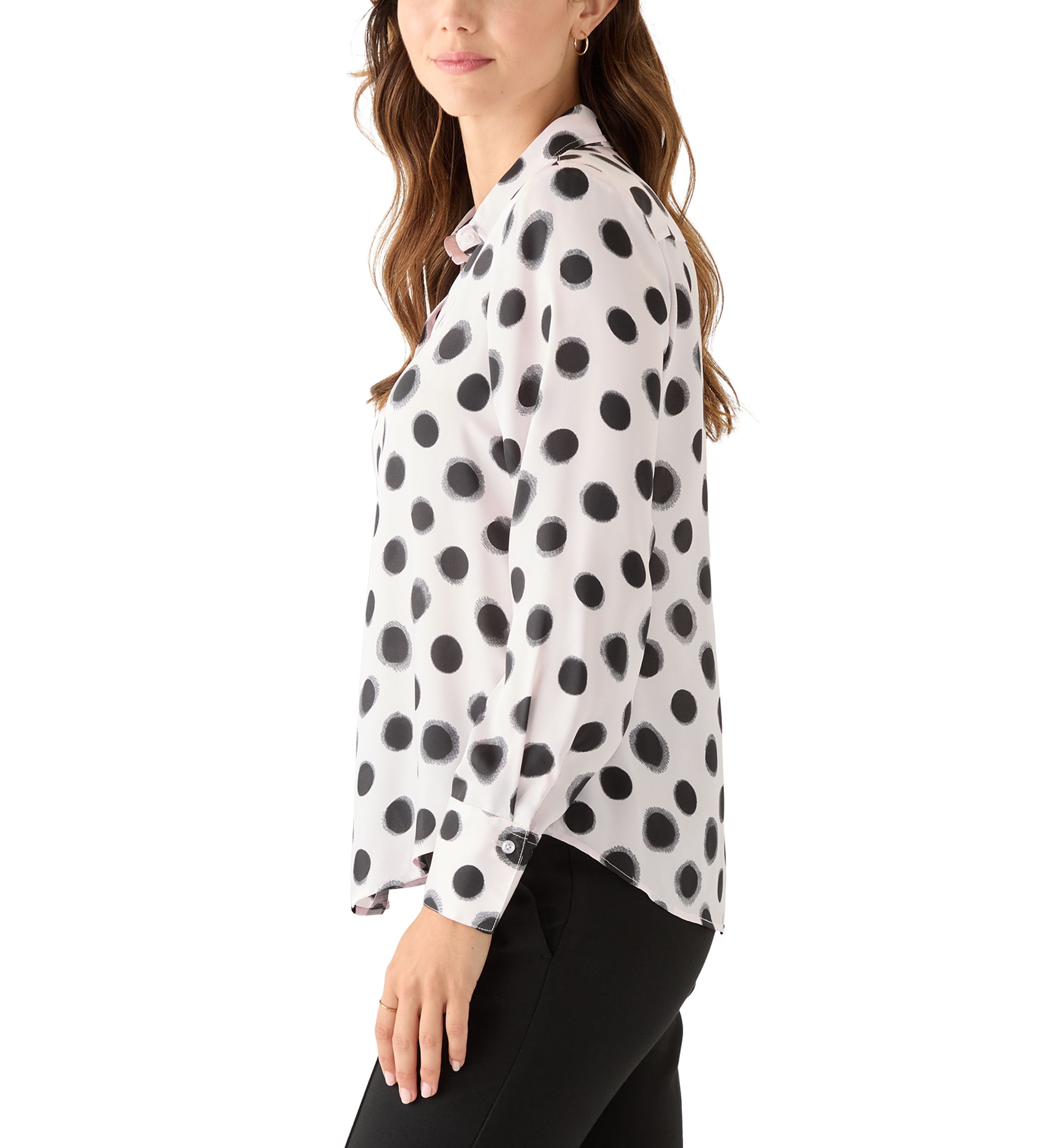 Womens Long Sleeve Polka Dot Shirt