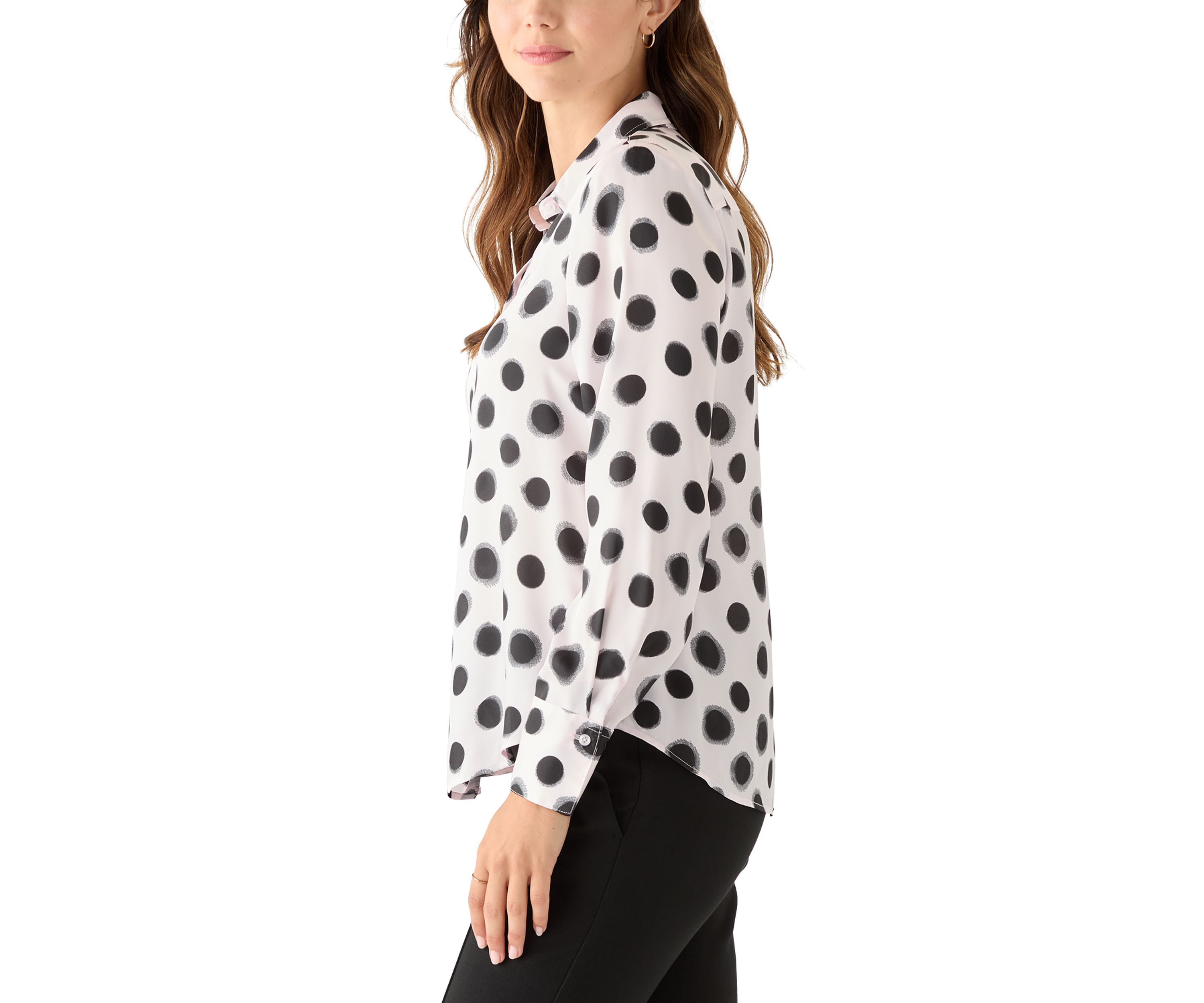 Womens Long Sleeve Polka Dot Shirt