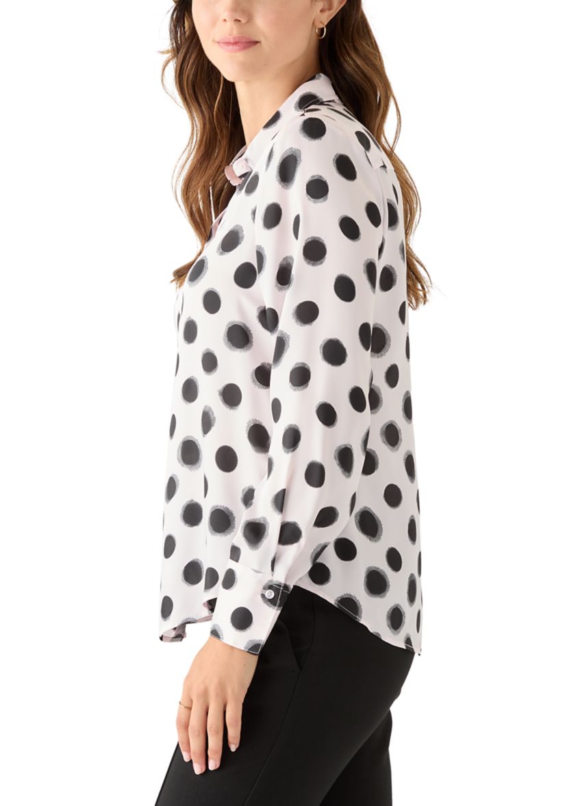 Womens Long Sleeve Polka Dot Shirt
