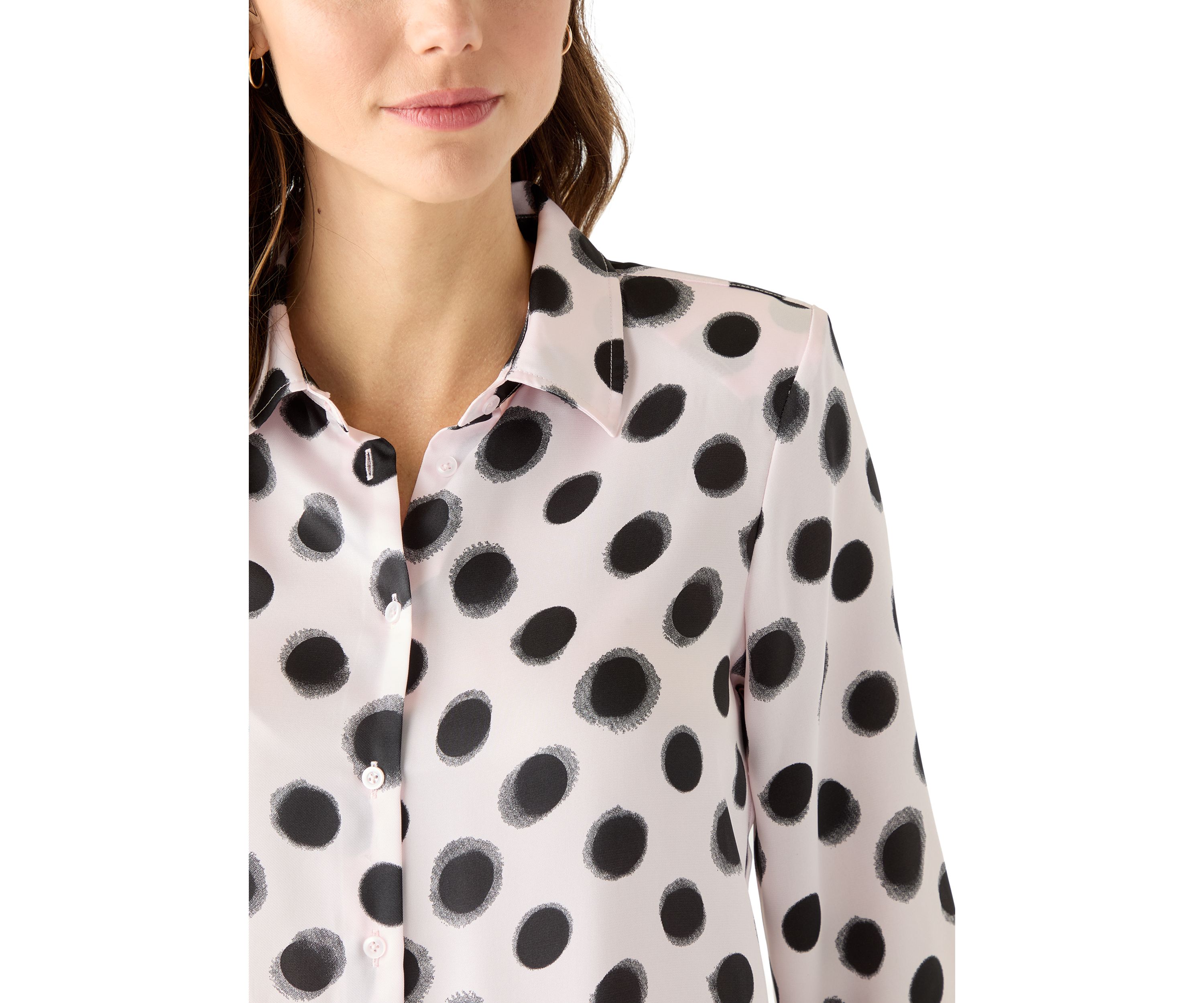 Womens Long Sleeve Polka Dot Shirt