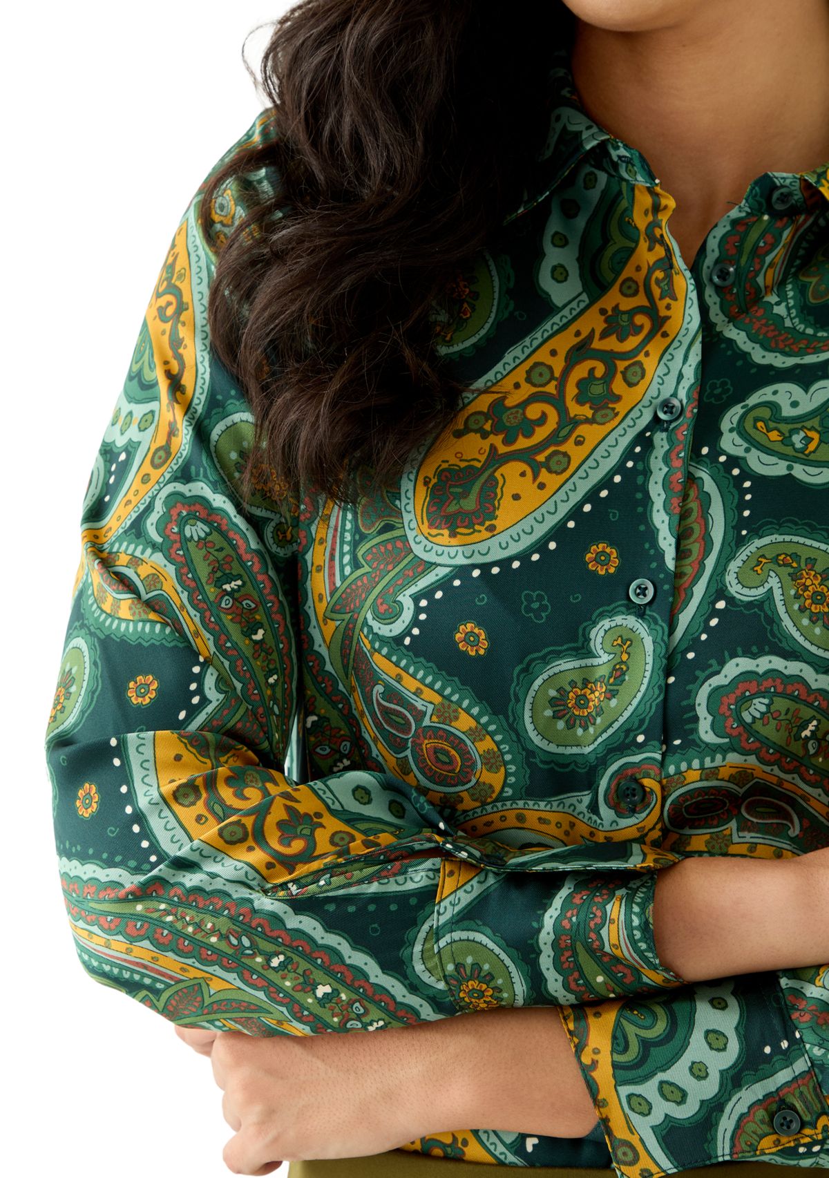 Womens Long Sleeve Paisley Print Blouse