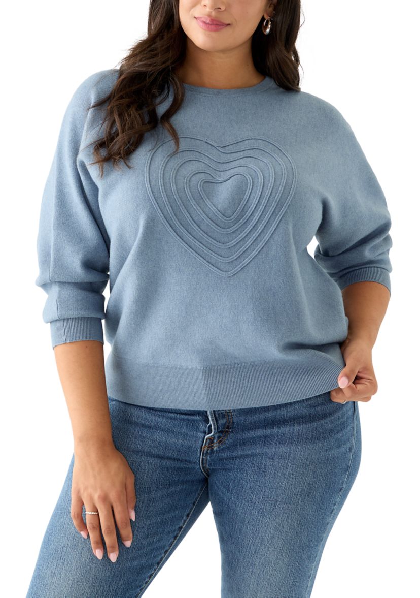 Chelsea & Theodore Plus Size Soutache Heart Sweater | Belk