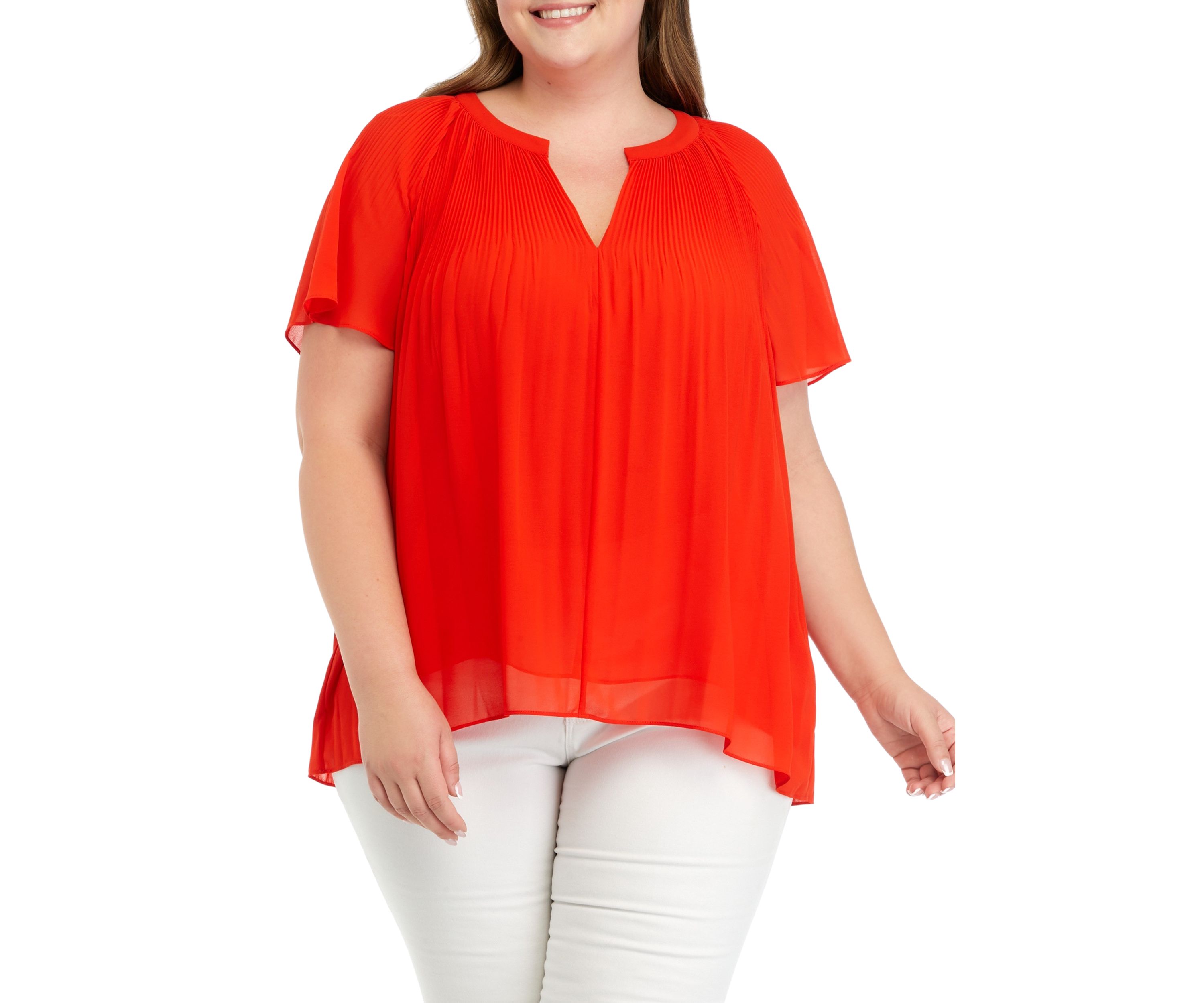 Plus Size Woven Ruffle Top