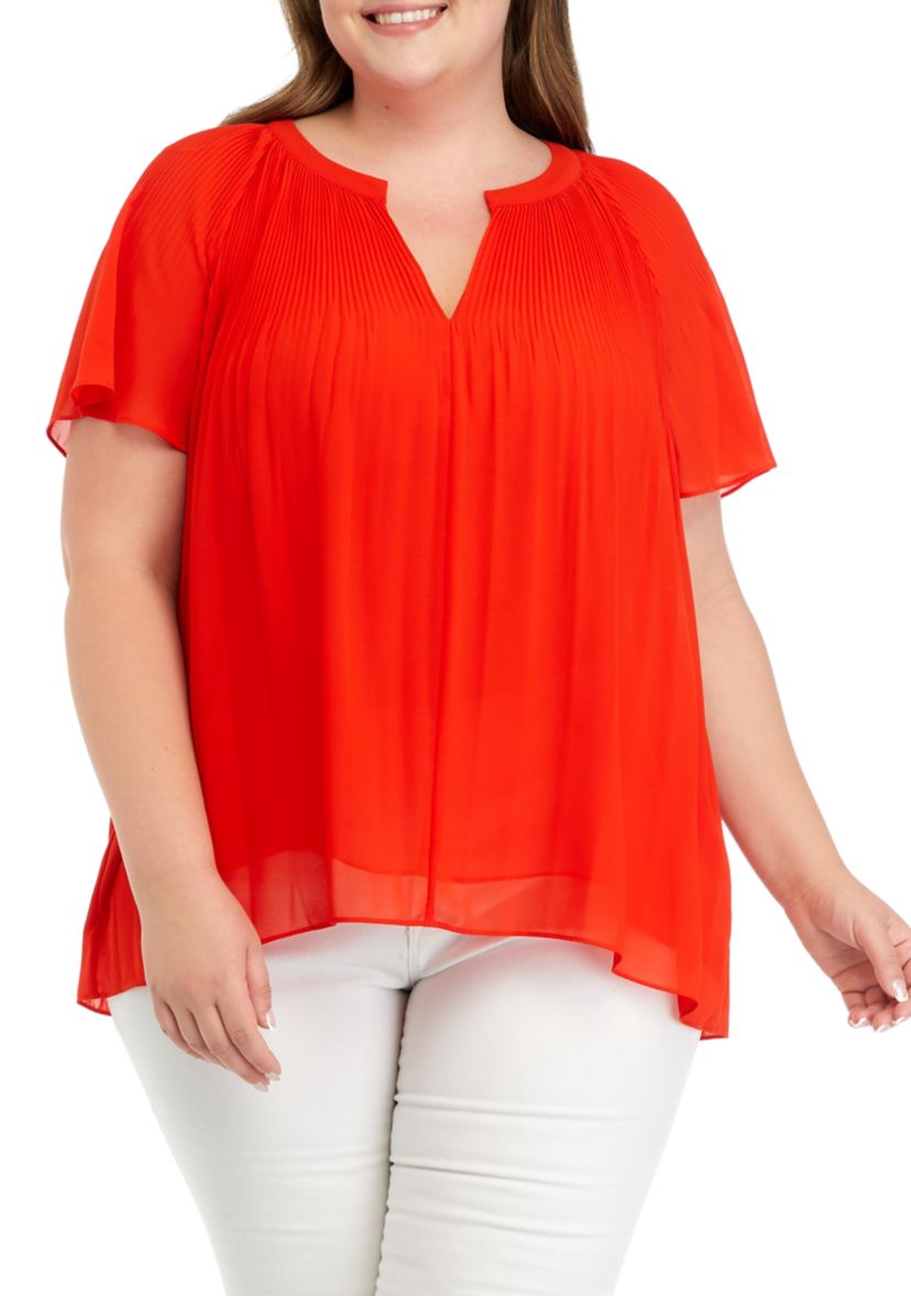 Plus Size Woven Ruffle Top