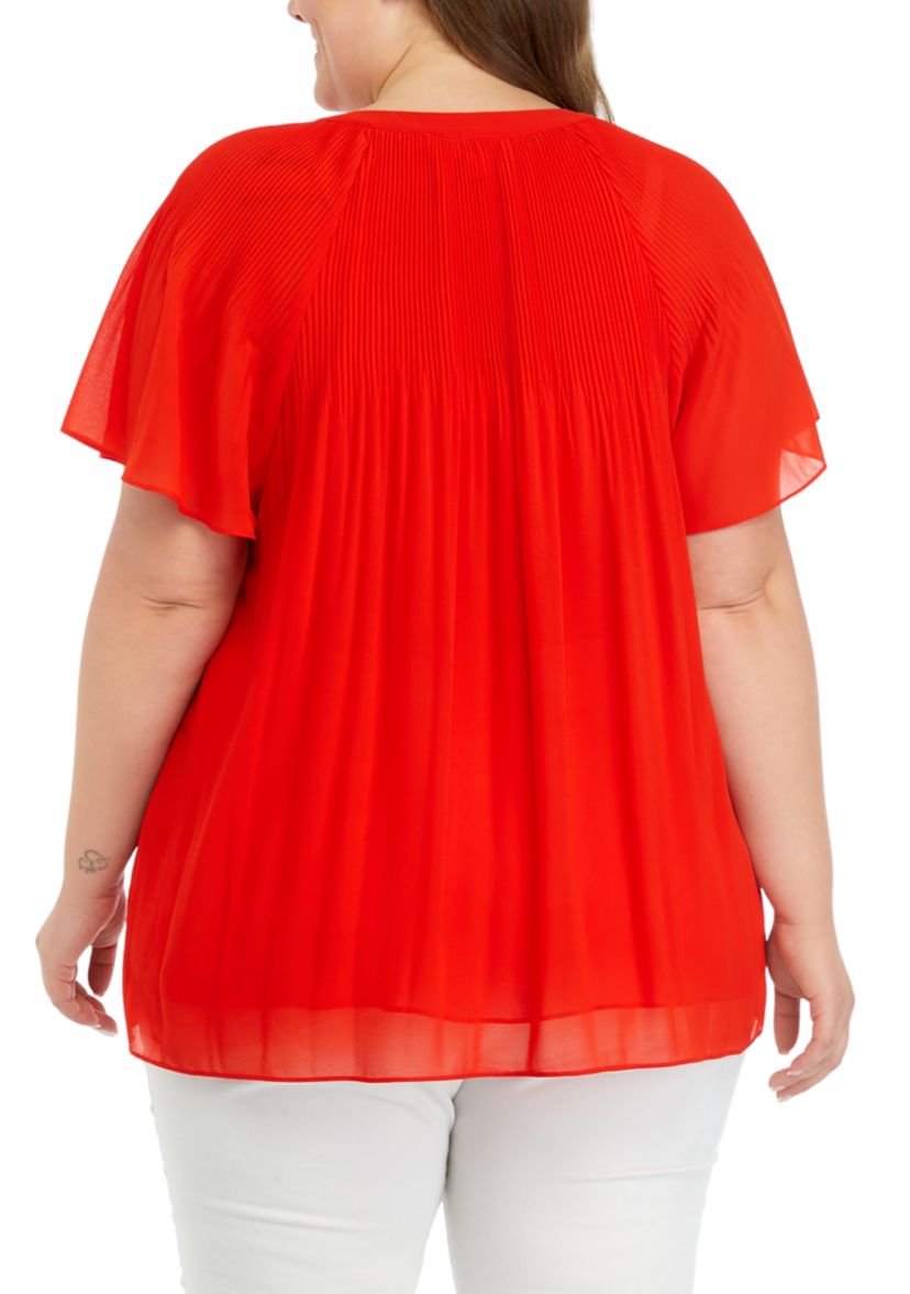 Plus Size Woven Ruffle Top