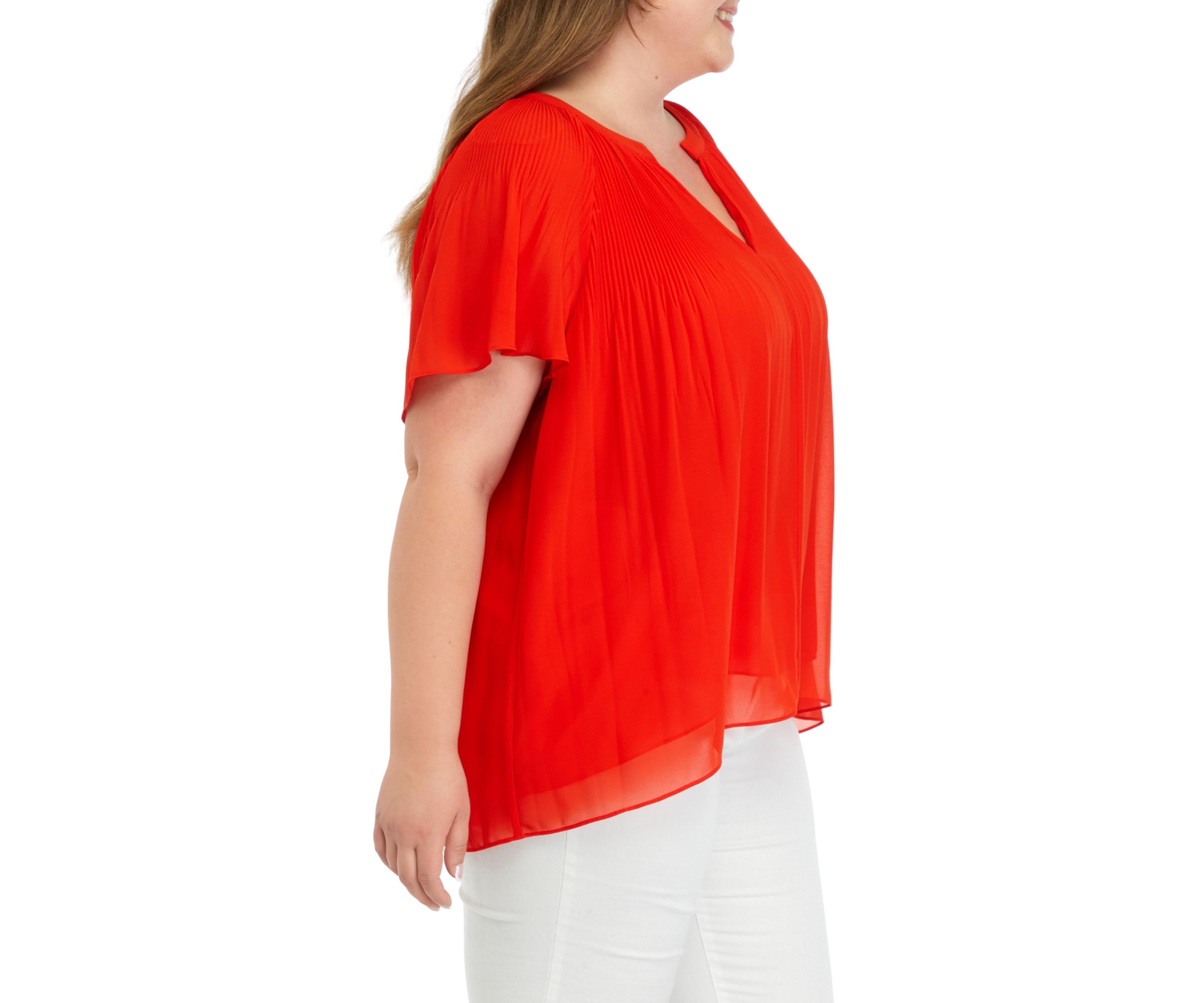 Plus Size Woven Ruffle Top