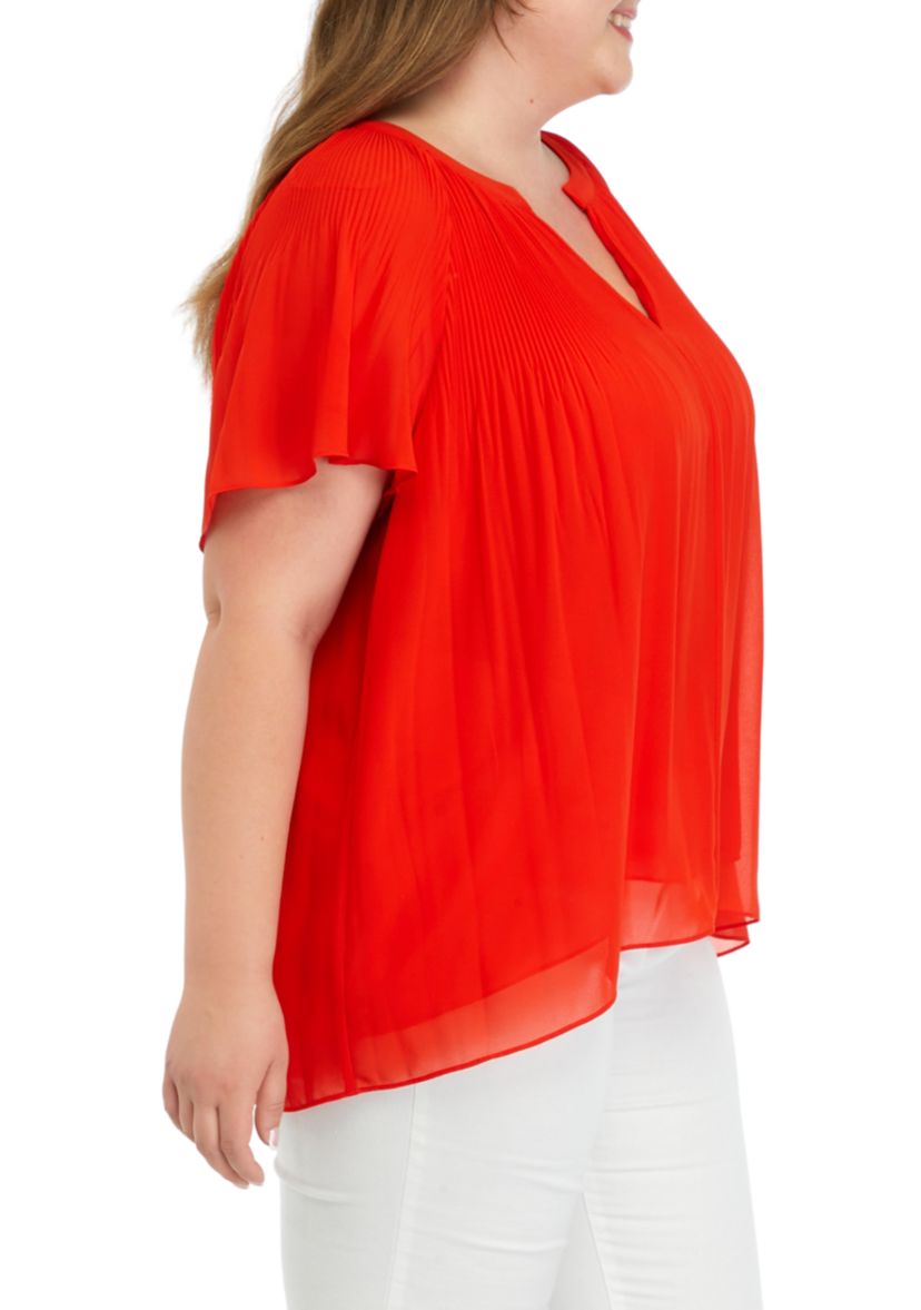 Plus Size Woven Ruffle Top