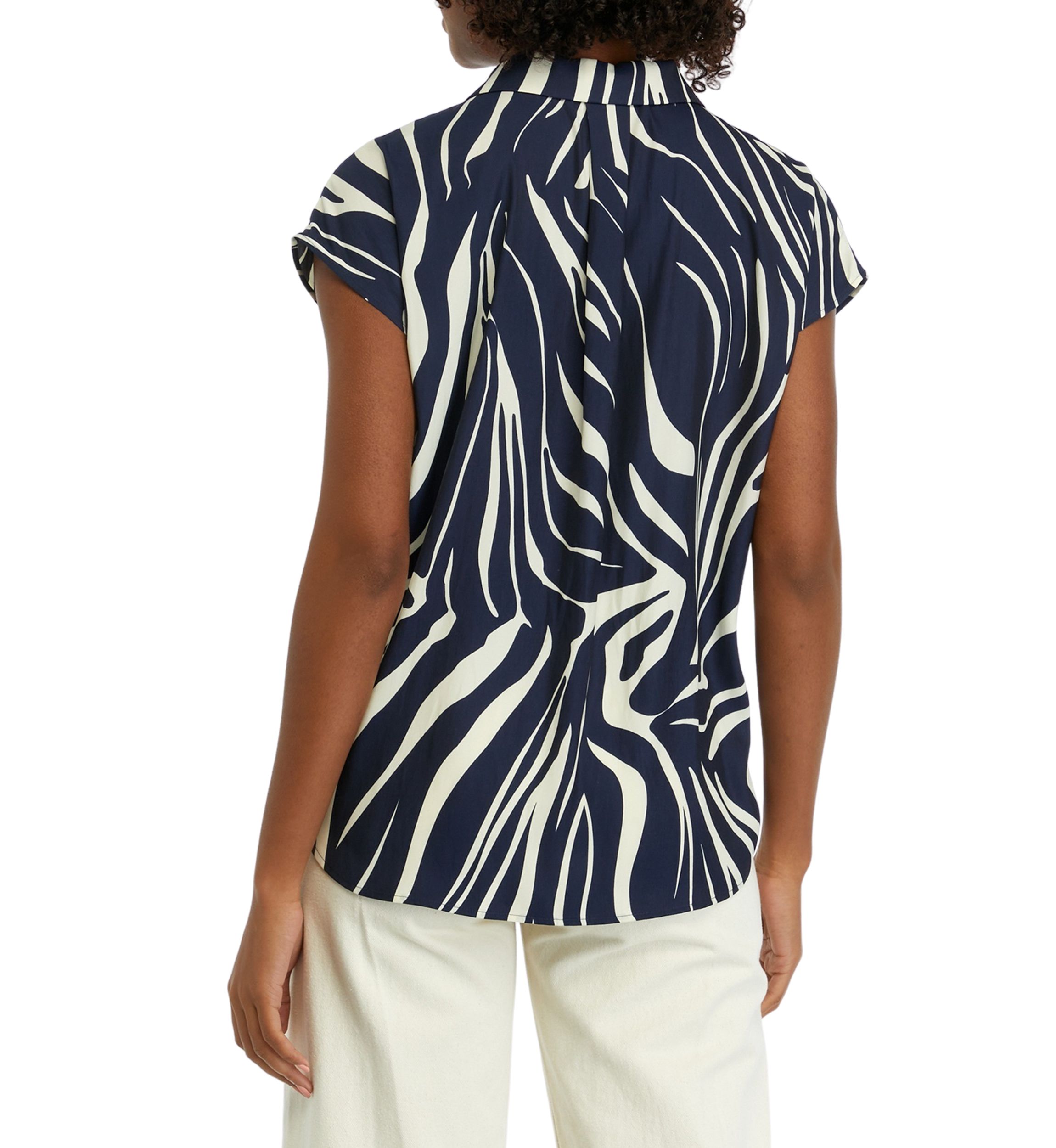 Womens Printed Short Sleeve Camp Shirt