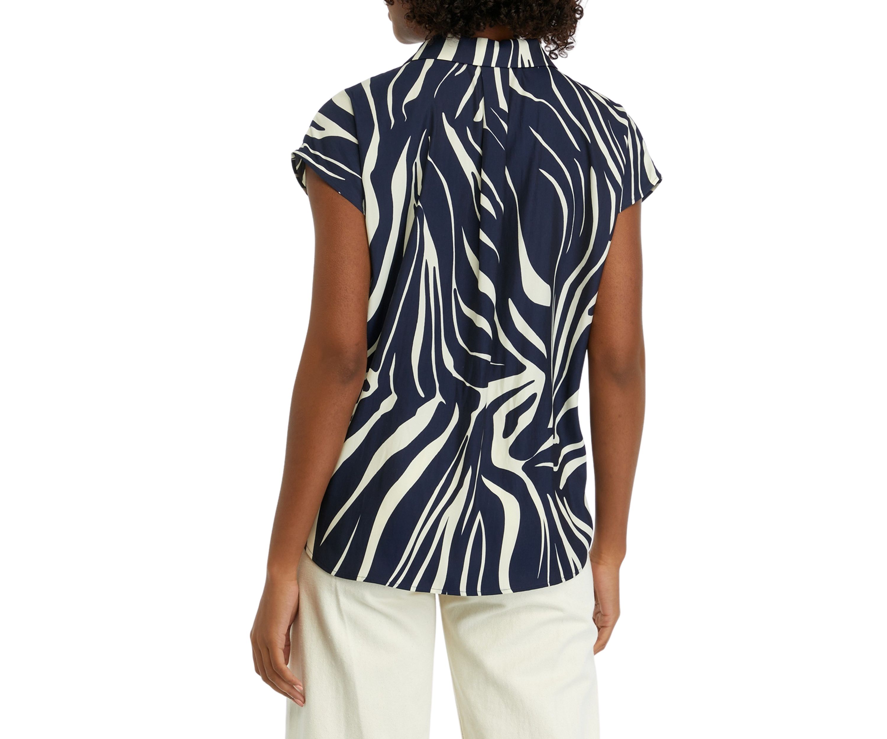 Womens Printed Short Sleeve Camp Shirt