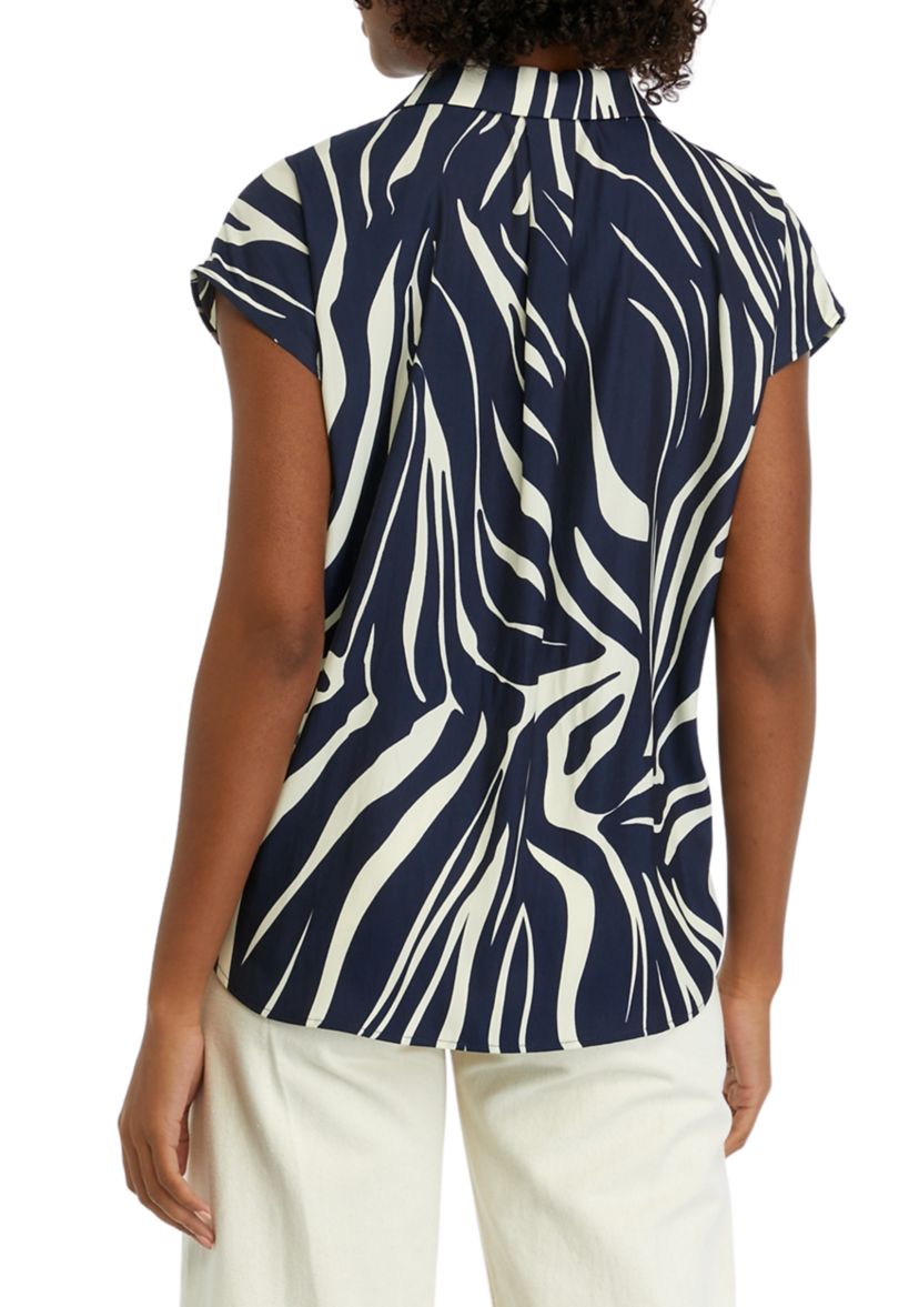 Womens Printed Short Sleeve Camp Shirt