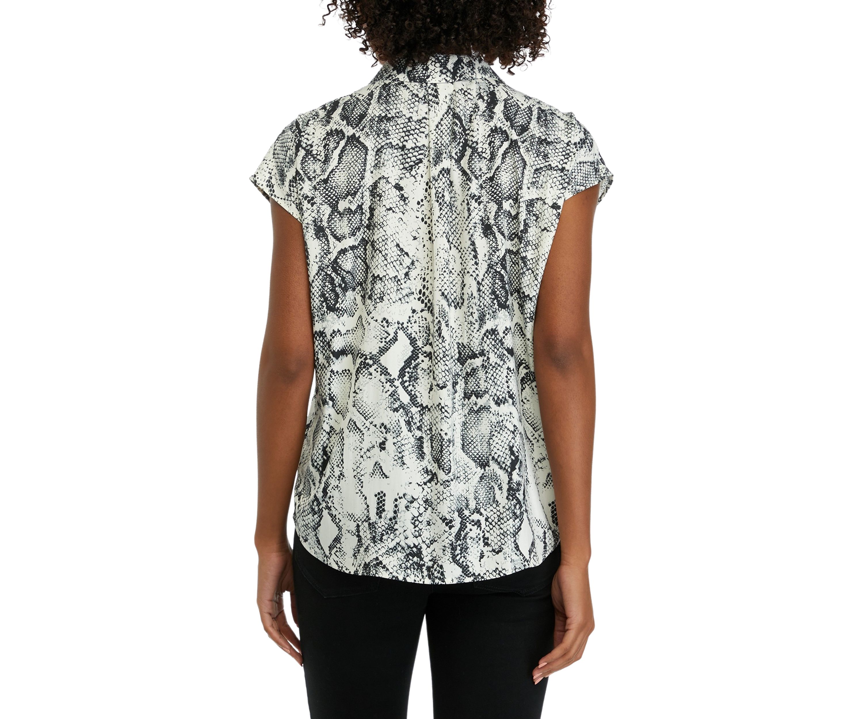 Womens Printed Short Sleeve Camp Shirt
